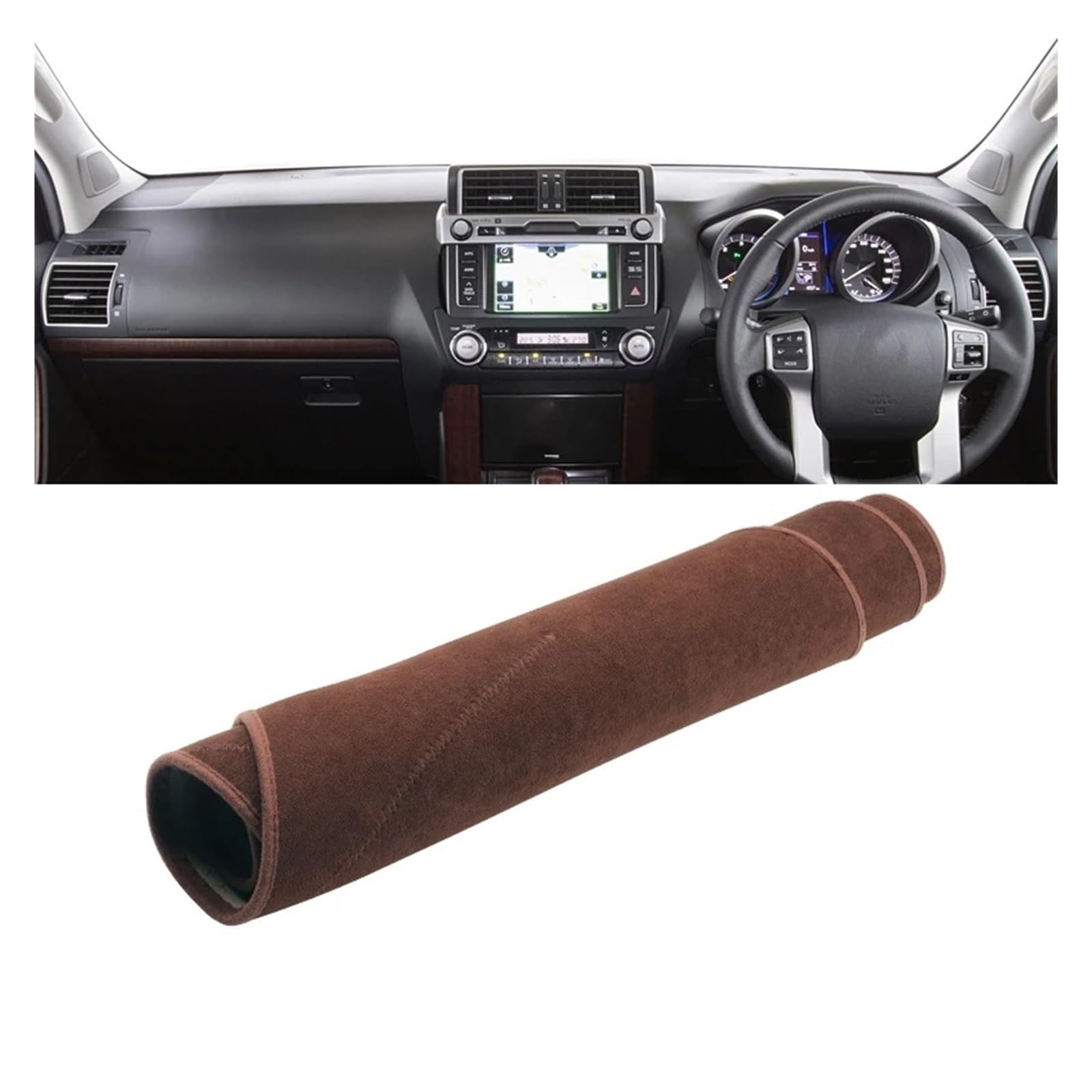 Teppich Dashmat Für Toyota Für Land Für Cruiser Für Prado 150 FJ150 2010-2020 Armaturenbrett-Abdeckung Armaturenbrettmatte Sonnenschutz rutschfeste Unterlage Dash Matte Pad Teppich(B Brown RHD) von WTXXGQ