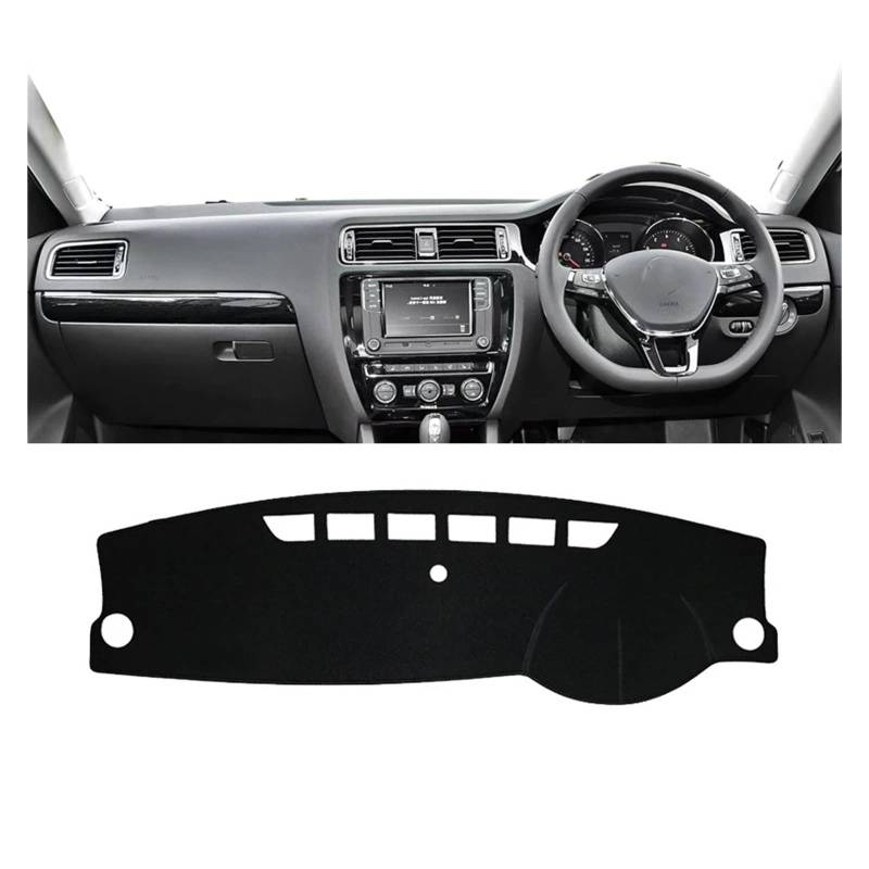 Teppich Dashmat Für VW Für Jetta A6 MK6 5C6 2011-2013 2014 2015 2016 2017 2018 Auto Armaturenbrett Abdeckungen Matte Schatten Kissen Pad Teppiche Innen Dash Matte Pad Teppich(Front Black RHD) von WTXXGQ