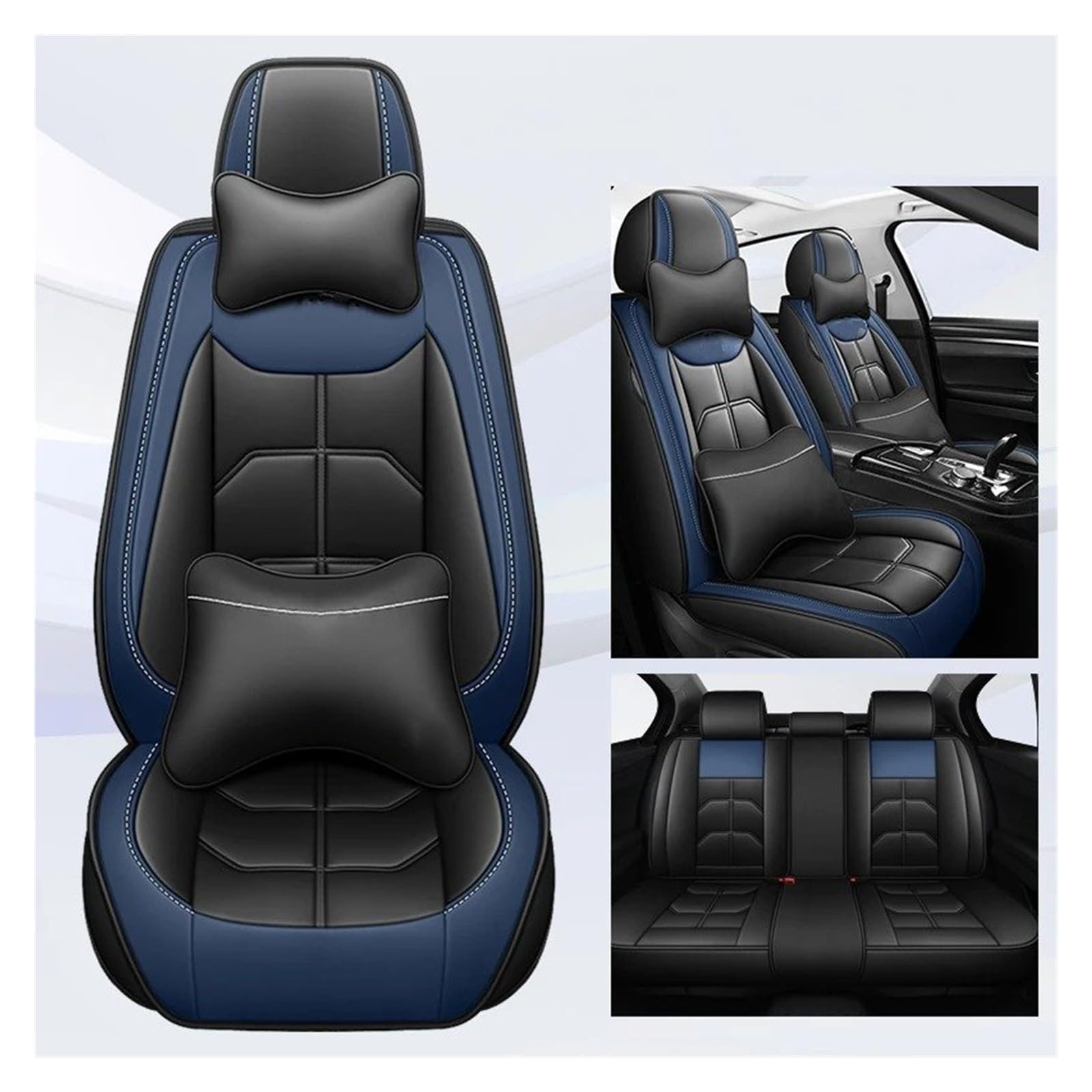 WTXXGQ Autositzbezüge Für Chery Alle Automodelle Für OMODA 5 Für Tiggo 5 Für Tiggo 7 Für Tiggo 8 Plus Universeller Autositzbezug Auto Schonbezüge(B-Black Blue 5 Seat) von WTXXGQ