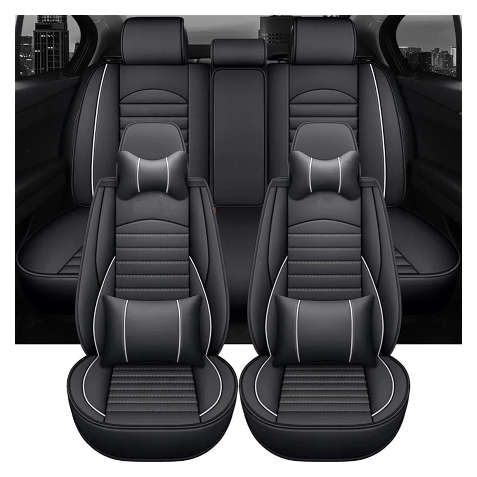 WTXXGQ Autositzbezüge Für Geely Für Geometrie Universal Leder Auto Sitzbezüge Auto Schonbezüge(9 Piece-A) von WTXXGQ