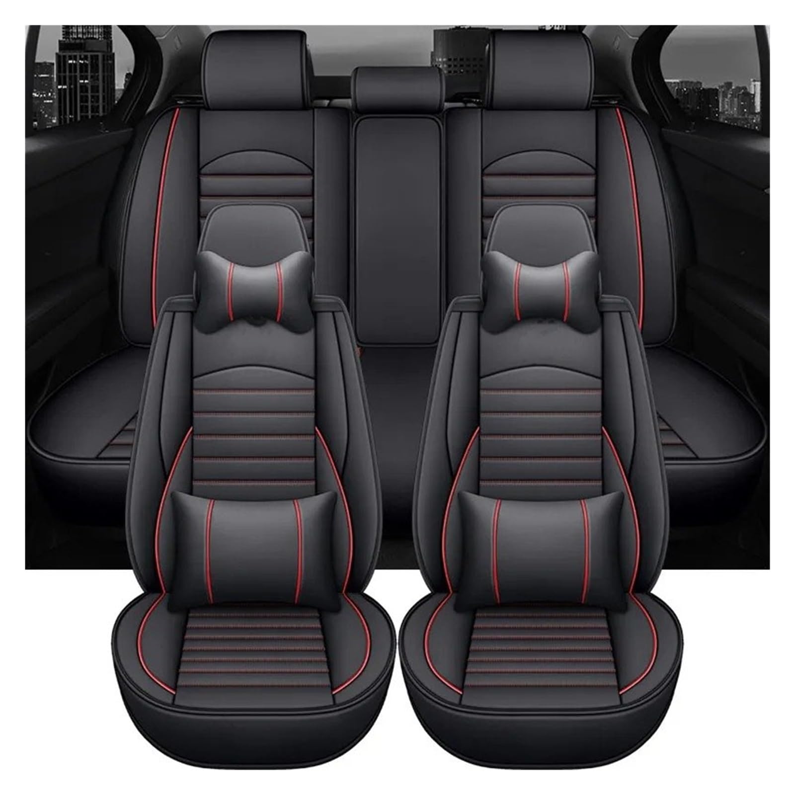 WTXXGQ Autositzbezüge Für Geely Für Geometrie Universal Leder Auto Sitzbezüge Auto Schonbezüge(9 Piece-B) von WTXXGQ