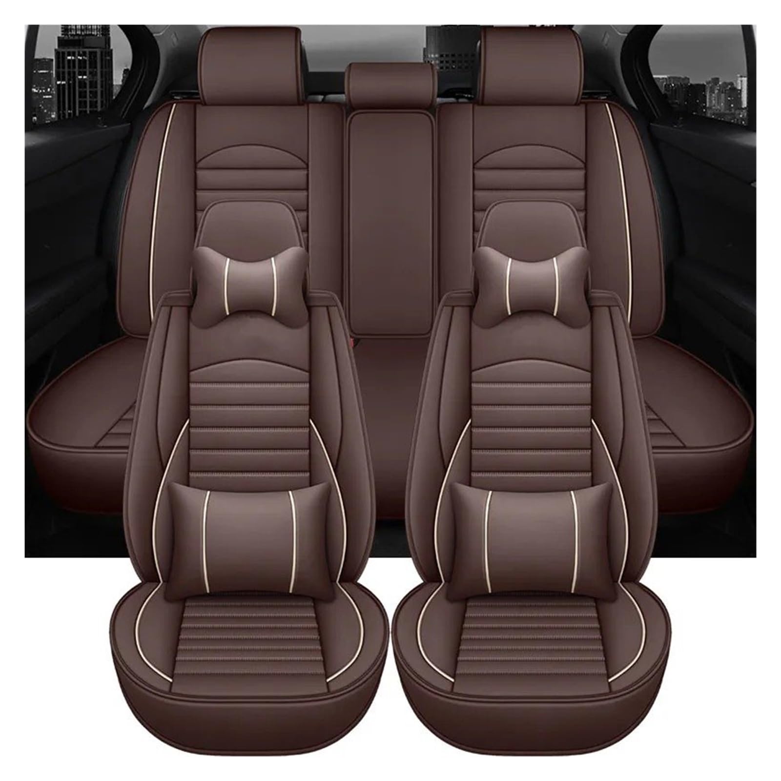 WTXXGQ Autositzbezüge Für Geely Für Geometrie Universal Leder Auto Sitzbezüge Auto Schonbezüge(9 Piece-F) von WTXXGQ