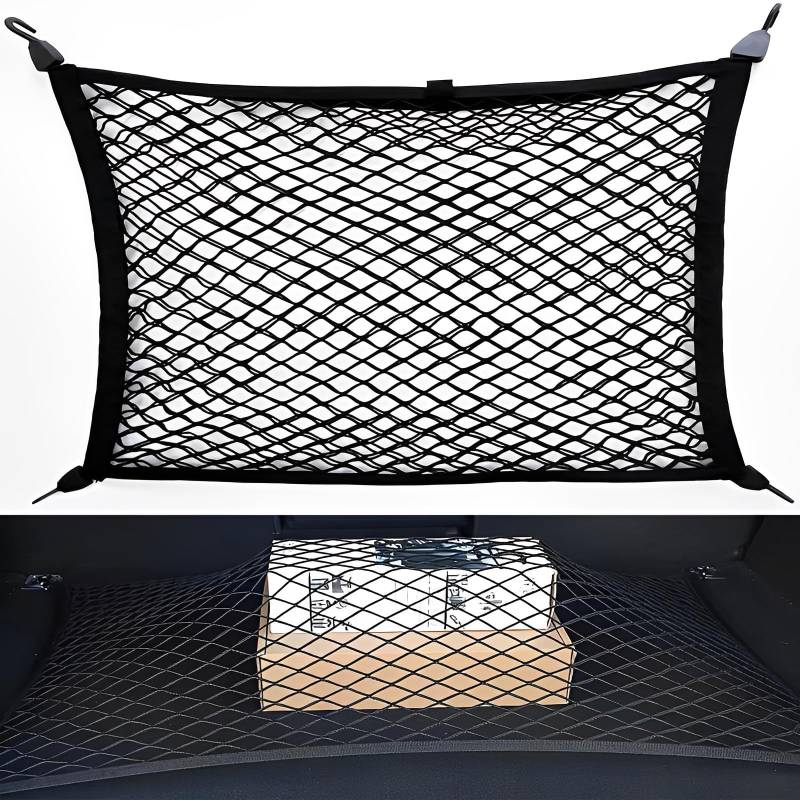 Gepäcknetz Auto, Kofferraumnetz Auto, Gepäcknetz 80x60cm Erstreckt Sich auf 180x120cm, Universal Auto Netz mit 4 massiven Haken, Kofferraum Netz Gepäcknetz Wohnmobil Kofferraum Organizer von WTZWYFWJ