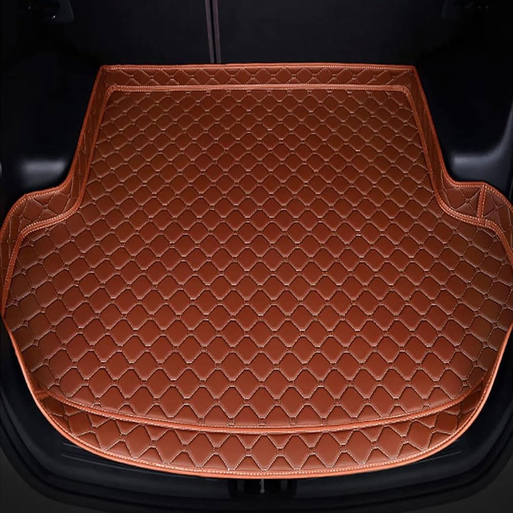 Auto Leder Kofferraummatte Für Benz EQS EQE 2022-2024, Kofferraum Schutzmatte Antirutschmatten Kofferraumwanne Teppich Autozubehör,E/Brown von WUCHENGHH