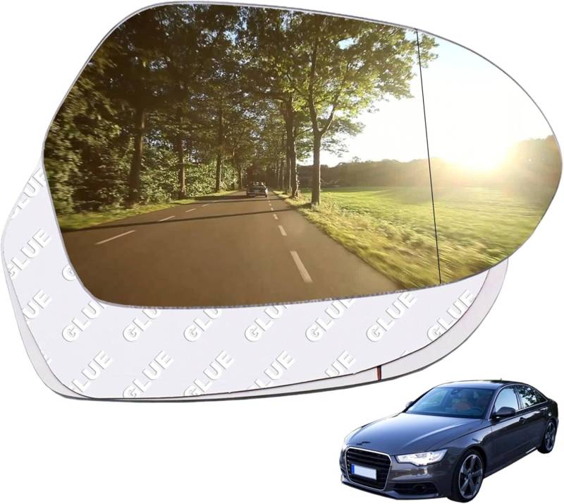 Spiegelglas Ersatz für Audi A3 2010-2013, Asphärisch Rückspiegelglas Außenspiegel Glas mit Trägerplatte Konvex Klar Variant Ersatzspiegelglas,A Pair of Left and Right von WUDIJING