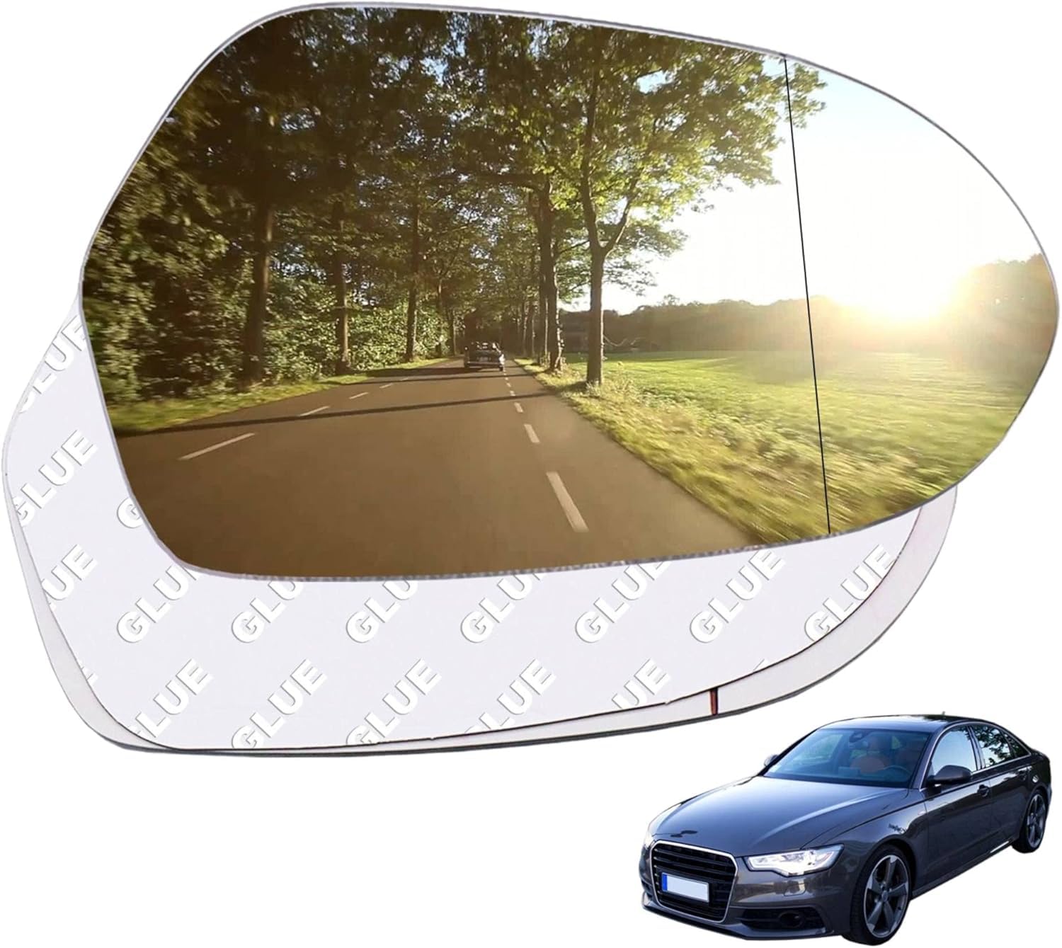 Spiegelglas Ersatz für Audi A4L 2013-2016, Asphärisch Rückspiegelglas Außenspiegel Glas mit Trägerplatte Konvex Klar Variant Ersatzspiegelglas,Right von WUDIJING