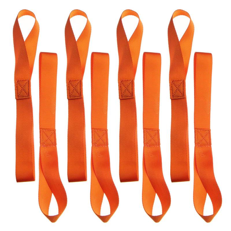 WUDQIJI Zurrschlaufen Weiche Schlaufen Spanngurte 8 Stück 29,5x2,5cm Spanngurte Schlaufe Zurrgurte Kurz Gurtschlaufen Tie-Down Straps Extrem Langlebig für Fahrrad Motorrad Transport(Orange) von WUDQIJI