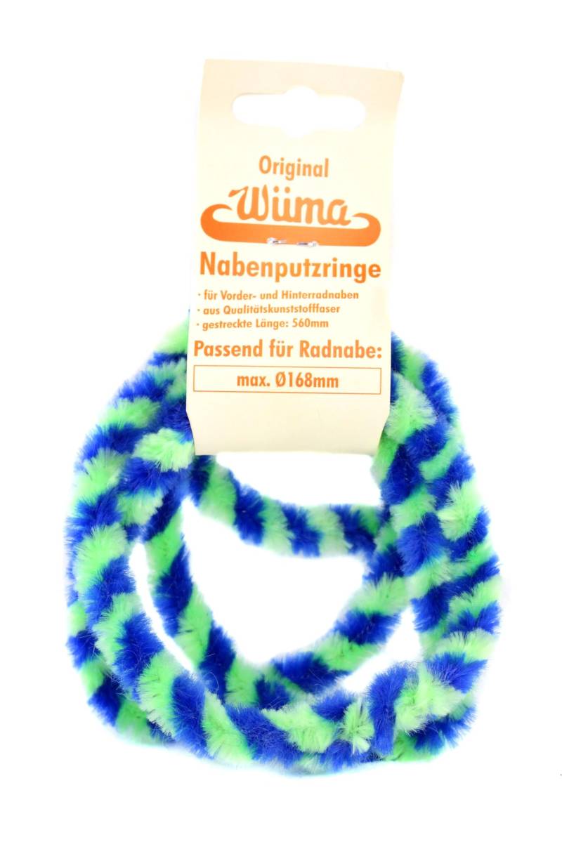 Nabenputzringe WÜMA blau/neon SET (vorne & hinten) für SIMSON-Nabe 168mm, 560mm lang von WÜMA