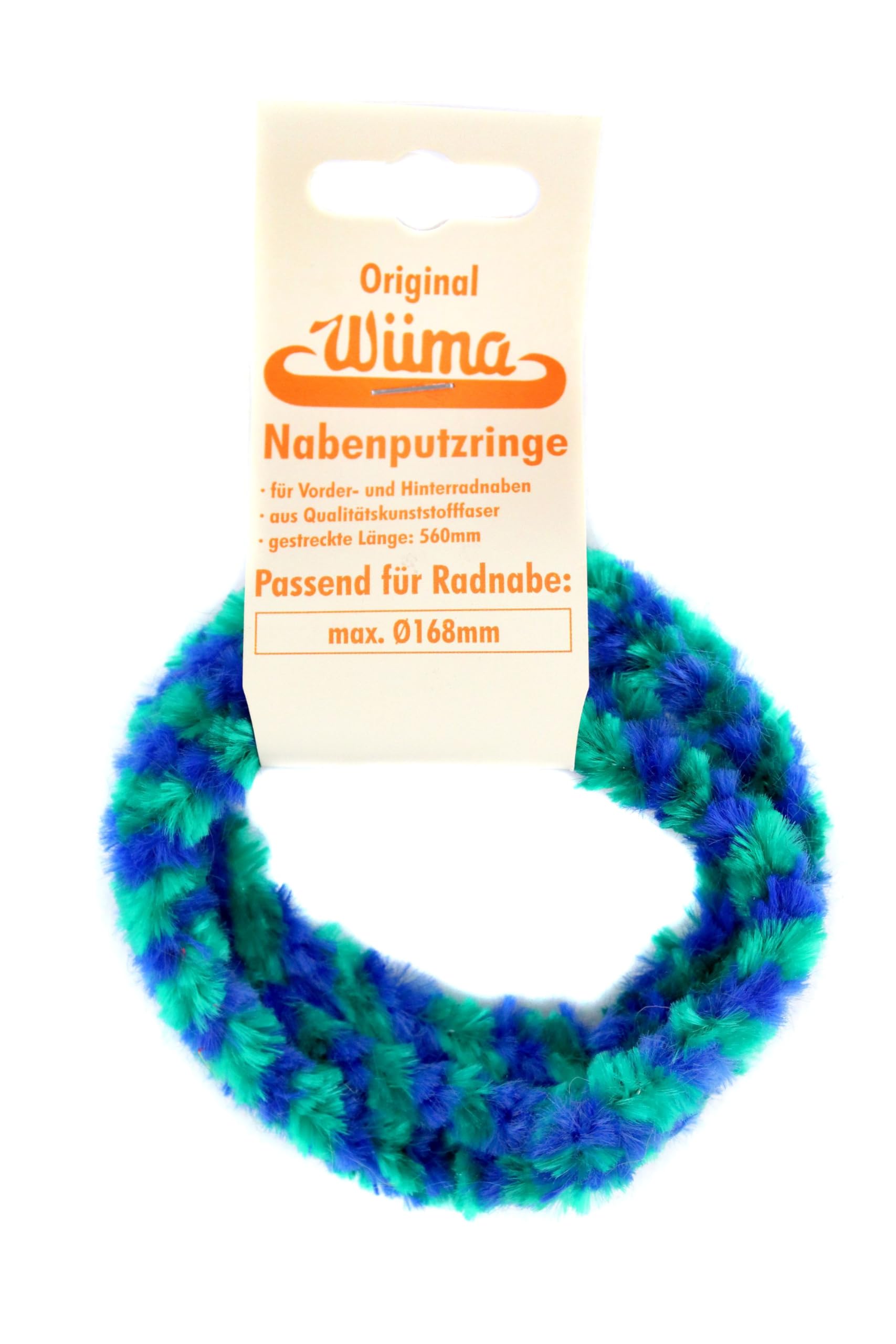 Nabenputzringe WÜMA grün/blau SET (vorne & hinten) für SIMSON-Nabe 168mm, 560mm lang von WÜMA