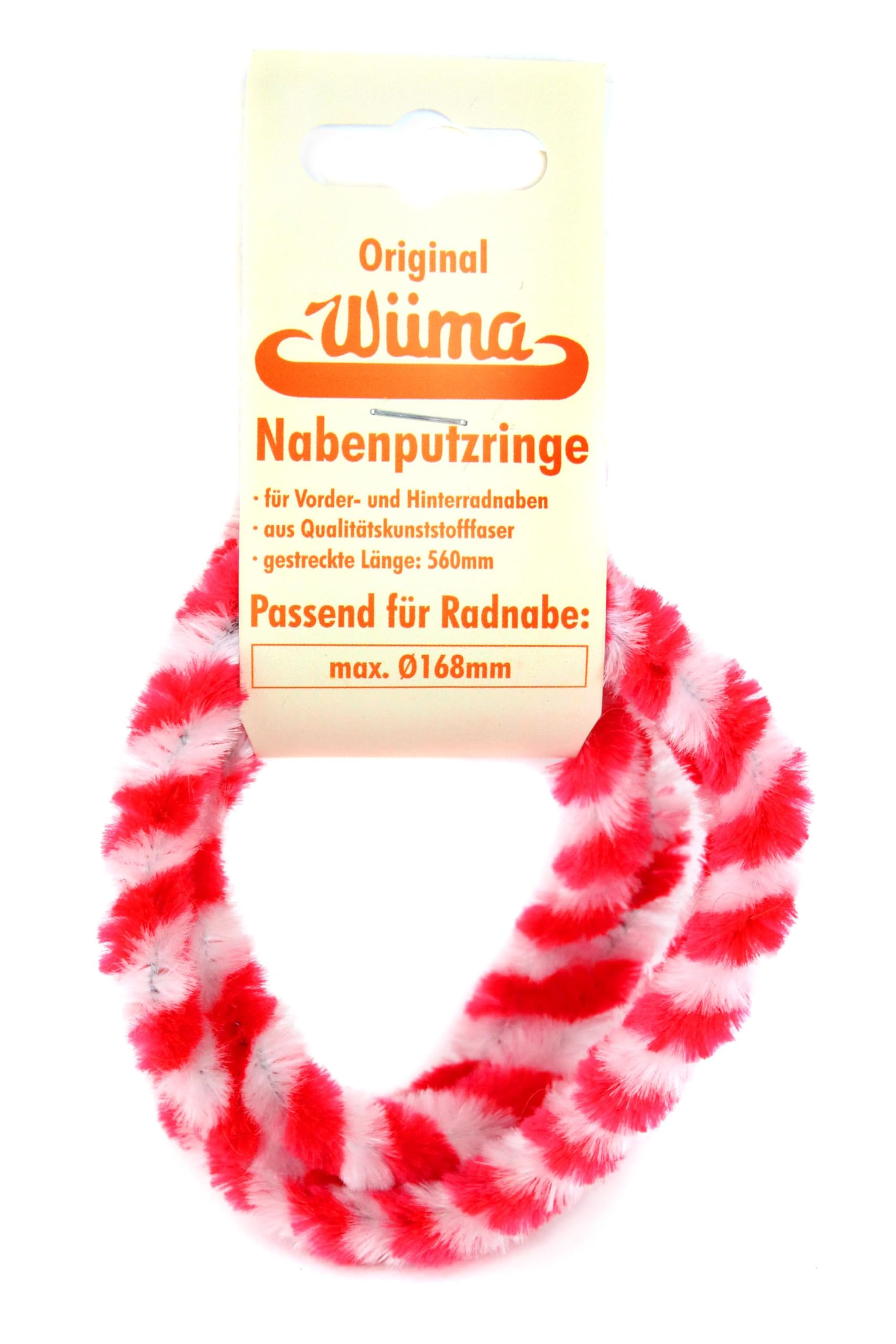 Nabenputzringe WÜMA rot/weiß SET (vorne & hinten) für SIMSON-Nabe 168mm, 560mm lg. von WÜMA