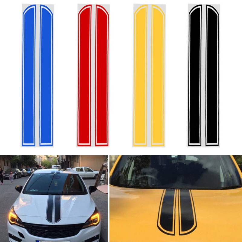 WUHUSHID Reflektierende Motorhaube Aufkleber Auto Vordere Abdeckung Streifen Aufkleber Auto DIY Körper Vinyl Aufkleber 130 cm * 24 cm Styling Aufkleber Streifen DIY Dekoration (Schwarz) von WUHUSHID