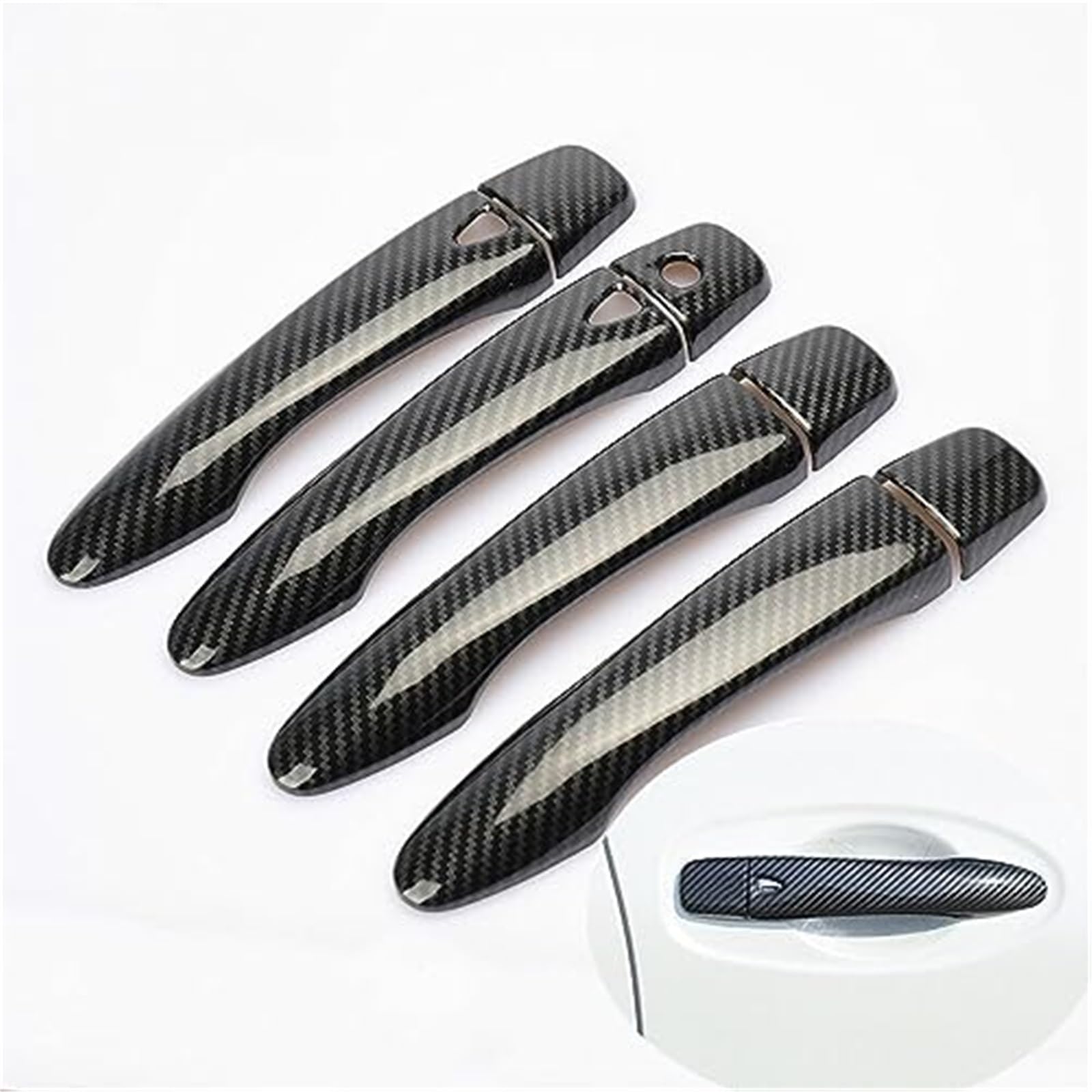 WUPEDI, for Nissan, for Qashqai, J11 2014 2015 2016 2017 2018 2019 2020 Carbon Fiber Chrome AUTOTÜRGRIFFABDECKUNG Auto-Griffabdeckung(Black 2 Buttons) von WUPEDI