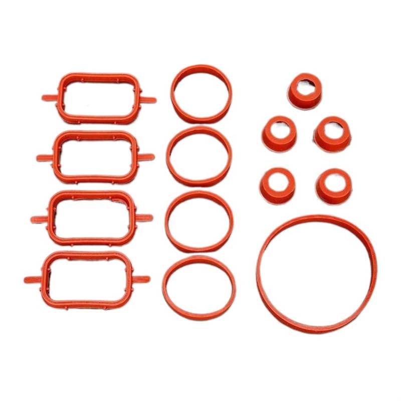 WUPEDI 14-teiliges Ansaugkrümmer-Kit for BMW M57 M47 E87 E46 E90 E91 E92 E93 E39 E60 6-Zylinder-Motor Motorkrümmerdichtung von WUPEDI