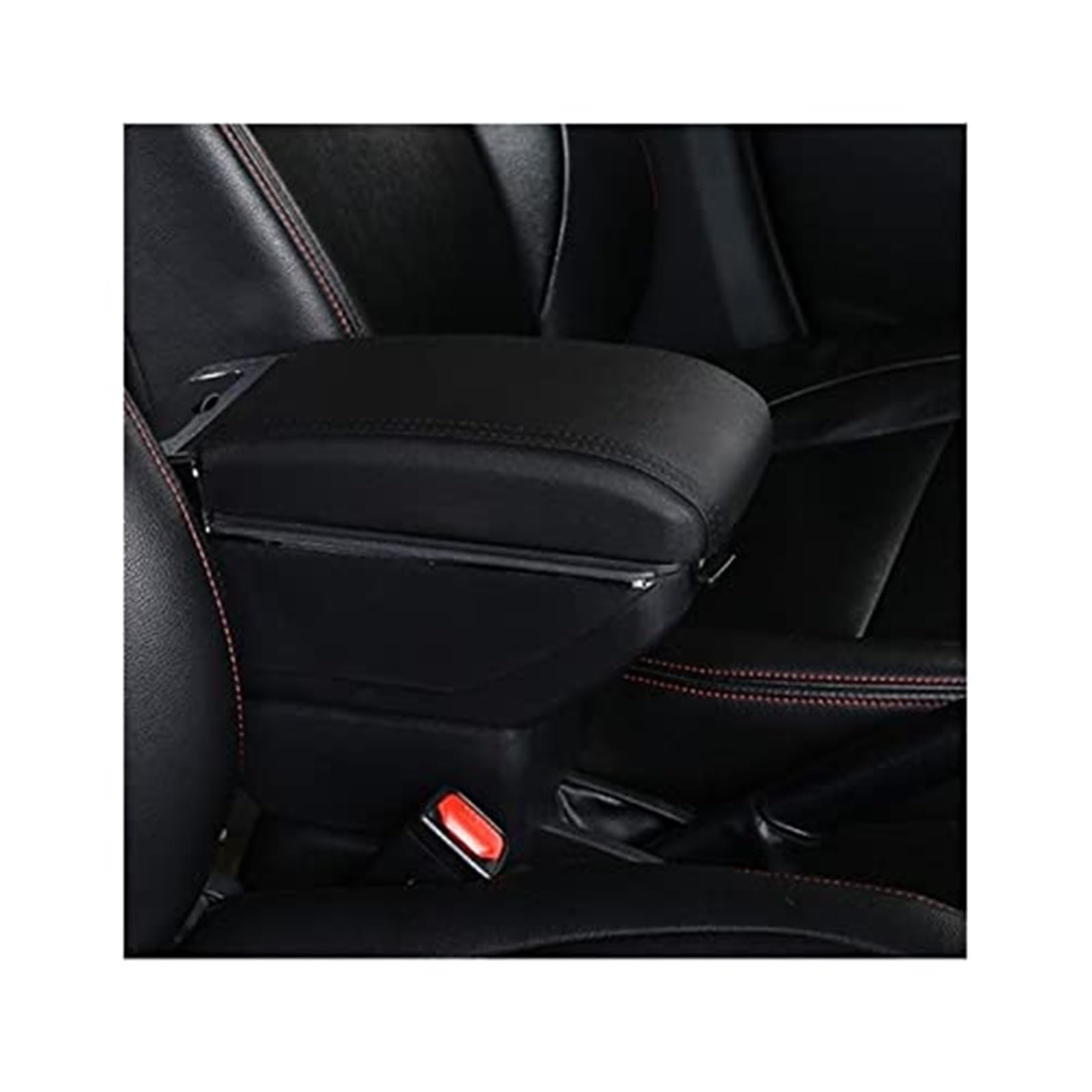 WUPEDI Armlehnenbox, for Ford, for Ecosport, 2018–2021, Mittelkonsolen-Aufbewahrungsbox, Getränkehalter, einziehbares PU-Leder, USB-Aufladung Auto-Konsolen-Organizer-Box(Black B1 No USB) von WUPEDI