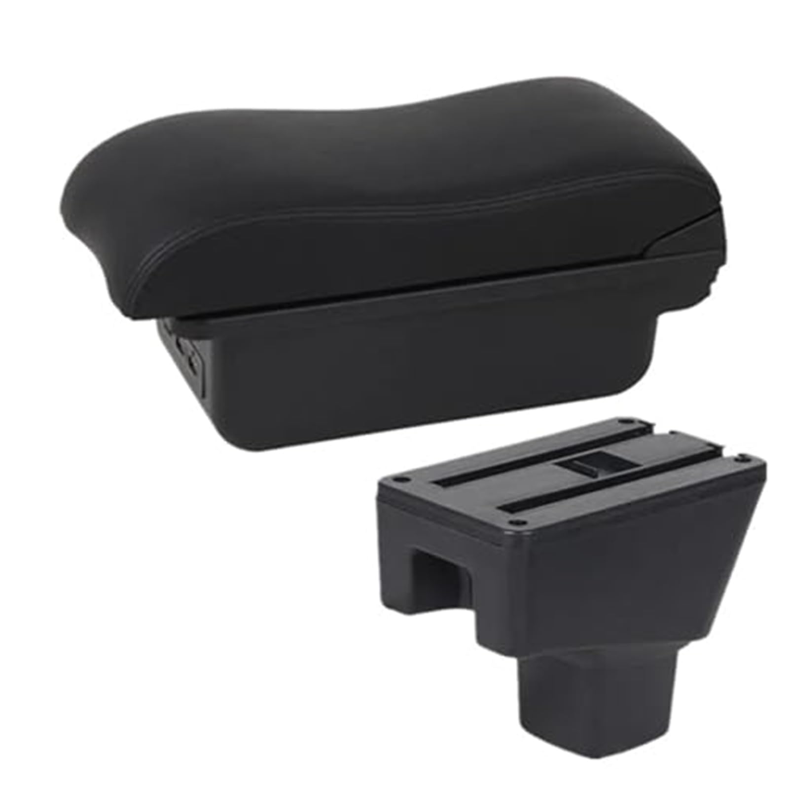 WUPEDI Auto-Armlehnen-Aufbewahrungsbox, Mittelkonsole mit USB-Innenzubehör, for Sx4 2006–2018, Autozubehör Auto-Konsolen-Organizer-Box(Black B2 Black Line 3usb) von WUPEDI