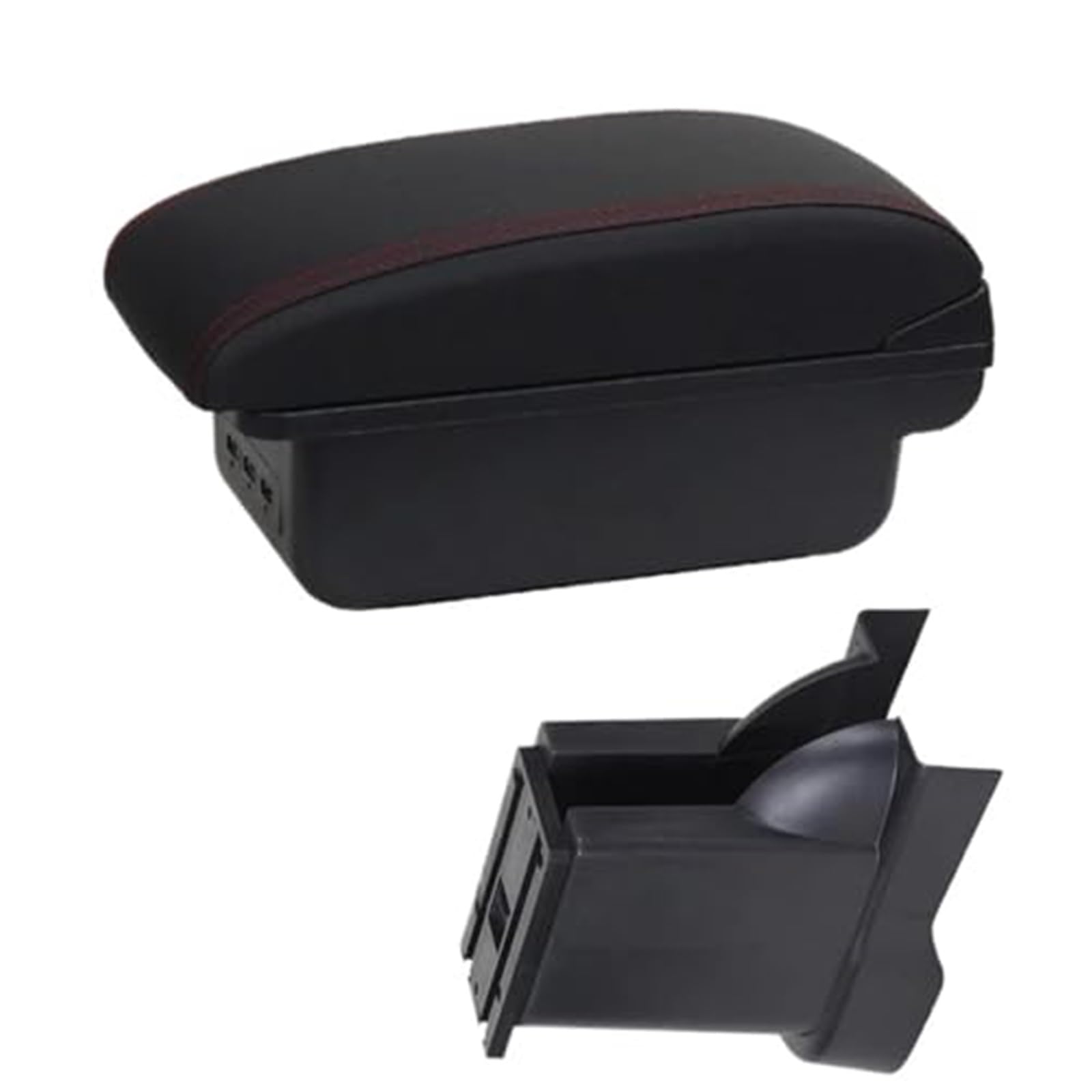 WUPEDI Auto Armlehnen Box Mittelkonsole Aufbewahrungsbox Nachrüstung, for Alto 2008-2016 Autozubehör Auto-Konsolen-Organizer-Box(Black B1 Black Red 3usb) von WUPEDI