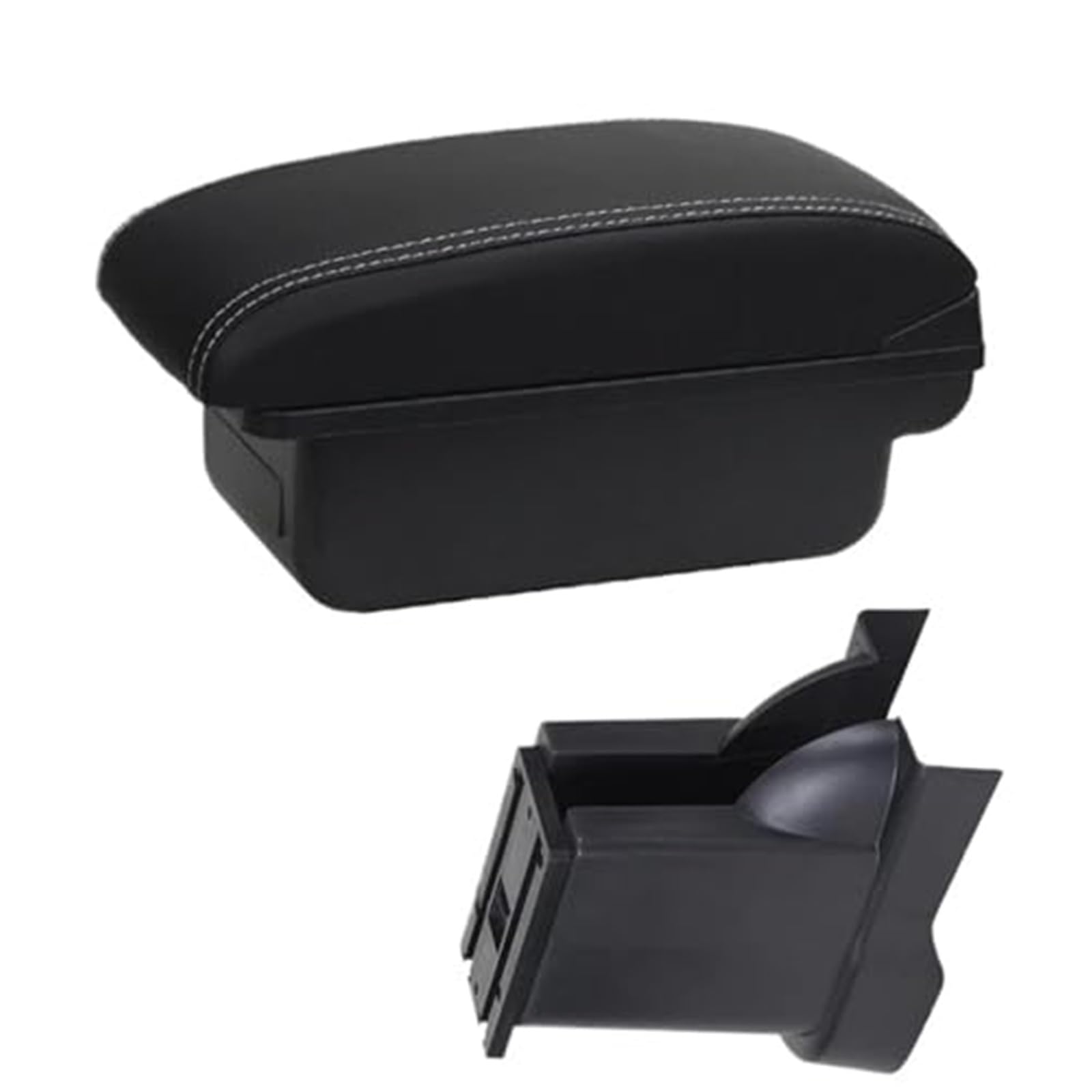 WUPEDI Auto Armlehnen Box Mittelkonsole Aufbewahrungsbox Nachrüstung, for Alto 2008-2016 Autozubehör Auto-Konsolen-Organizer-Box(Black C3 Black White Nousb) von WUPEDI