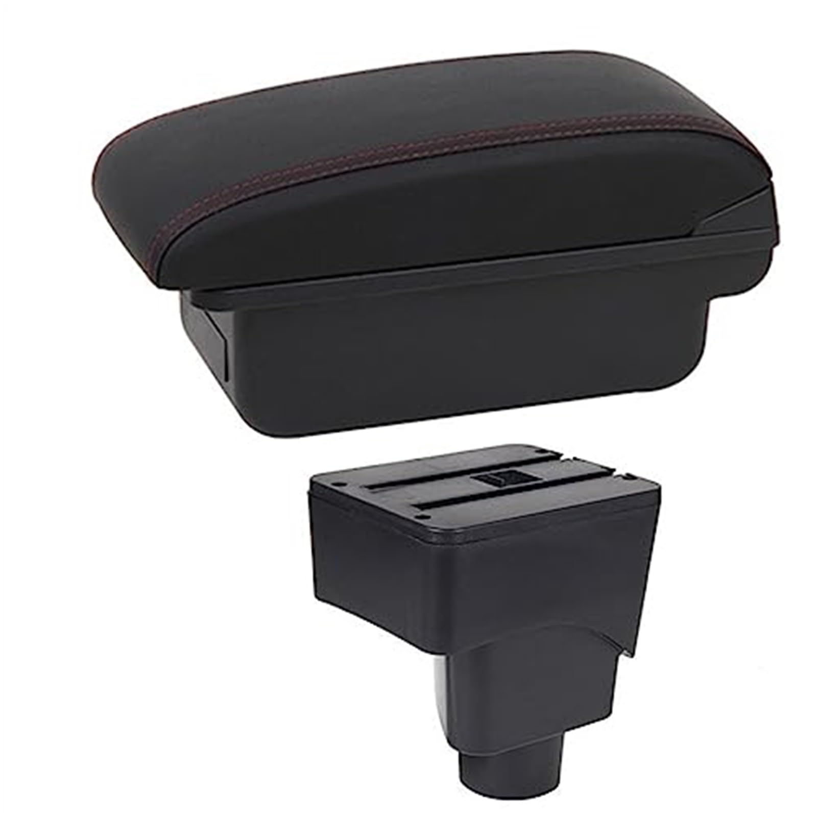 WUPEDI Auto-Armlehnenbox, Auto-Armlehnen-Mittelkonsolen-Aufbewahrung, USB-Autozubehör, for Ford, for Ecosport, 2013–2017 Auto-Konsolen-Organizer-Box(Black B1 Red Line) von WUPEDI