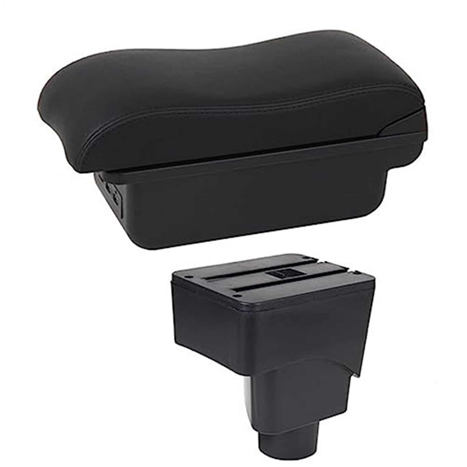 WUPEDI Auto-Armlehnenbox, Auto-Armlehnen-Mittelkonsolen-Aufbewahrung, USB-Autozubehör, for Ford, for Ecosport, 2013–2017 Auto-Konsolen-Organizer-Box(Black C2 Black Line) von WUPEDI