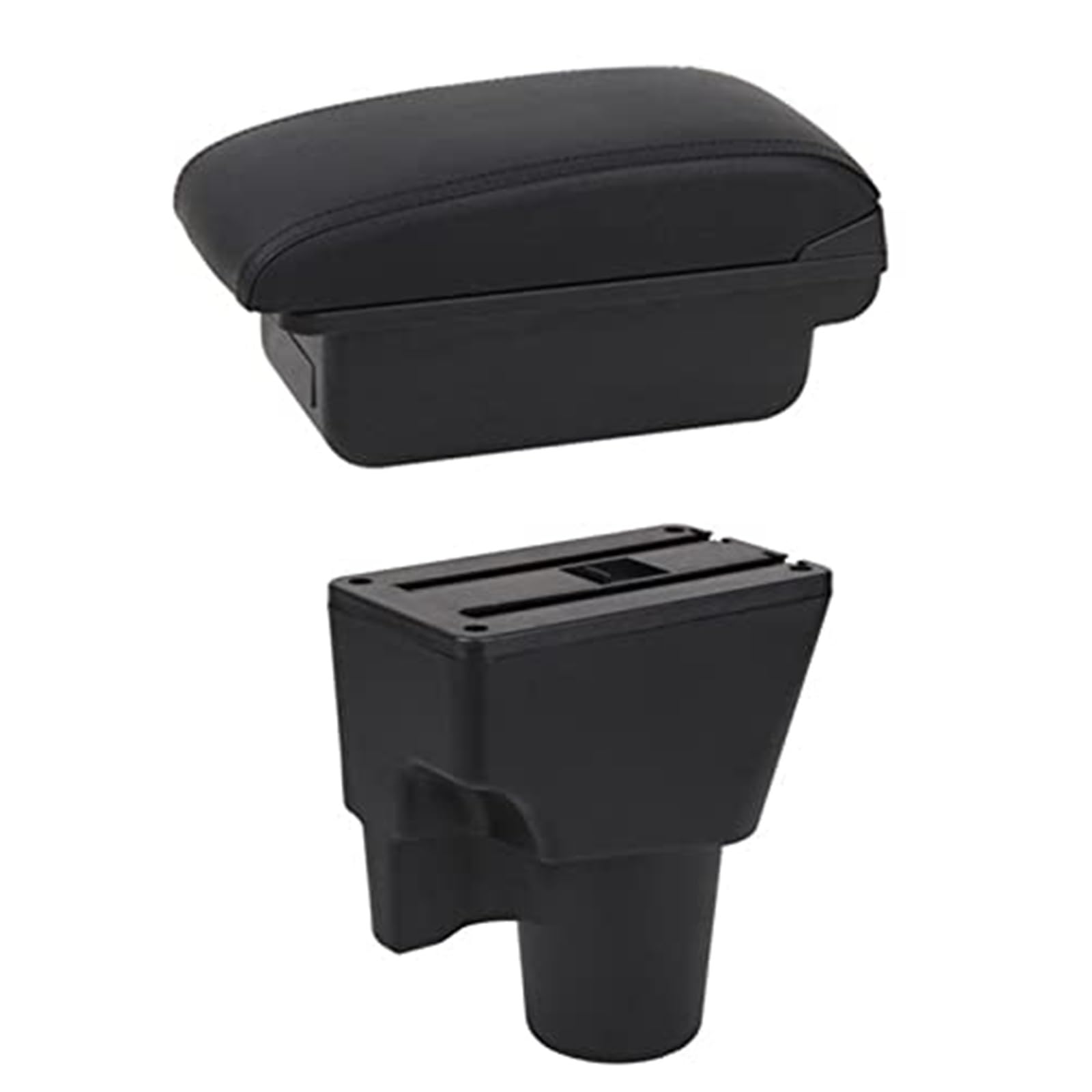 WUPEDI Auto-Armlehnenbox, Mittelkonsolen-Aufbewahrungsbox mit USB-Innenraum, Auto-Styling-Zubehör, for Kia, for Picanto Auto-Konsolen-Organizer-Box(Black B1 Black Line) von WUPEDI