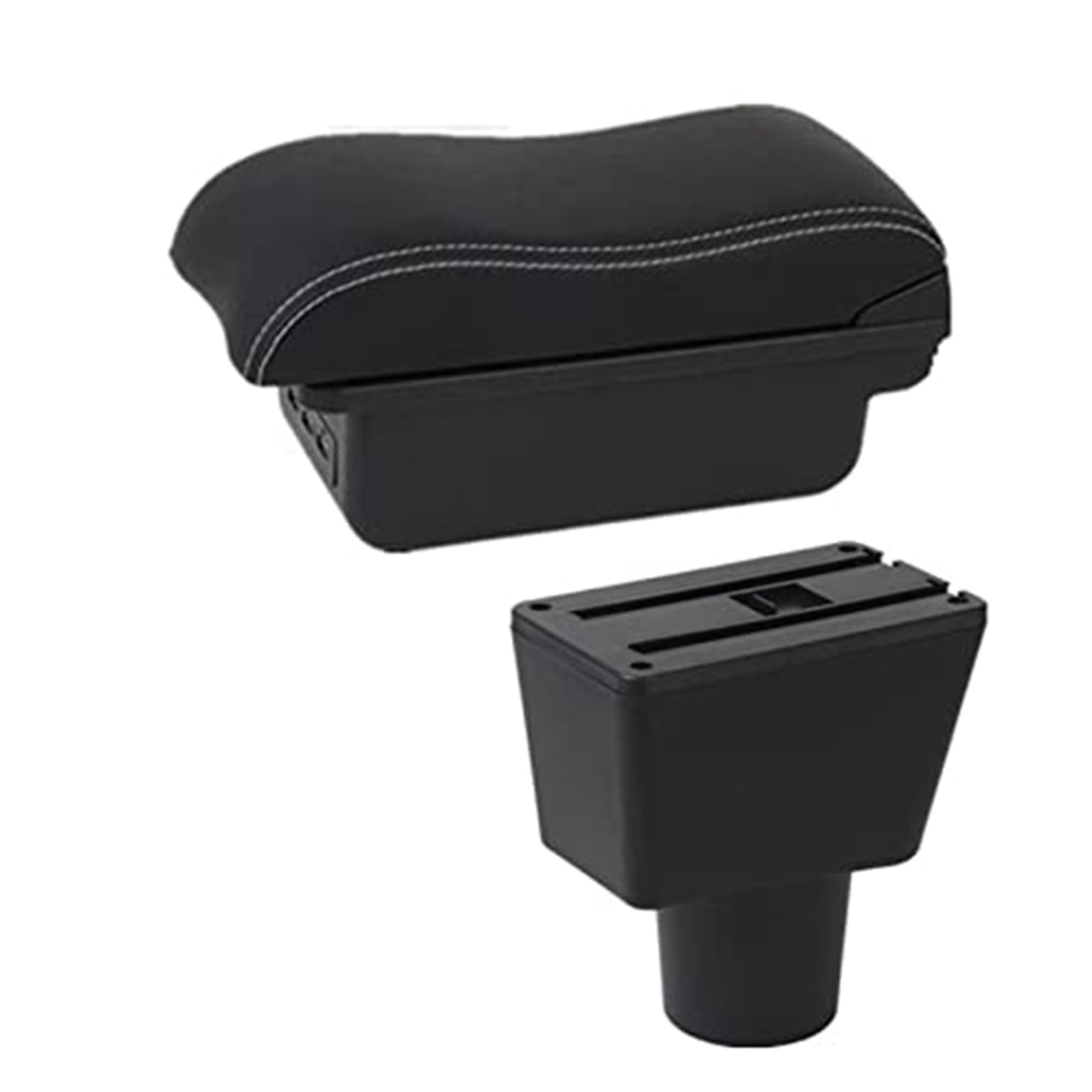 WUPEDI Auto-Armlehnenbox, doppellagig, mit USB, for die Innenausstattung der Splash-Mittelkonsole, Aufbewahrungsbox Auto-Konsolen-Organizer-Box(Black B3 3 USB) von WUPEDI