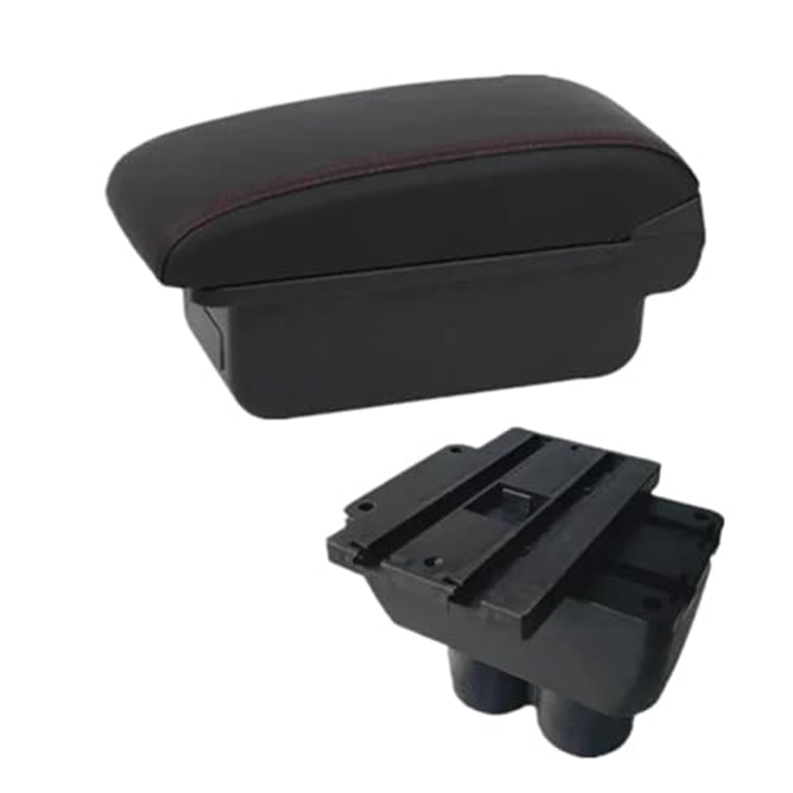 WUPEDI Auto-Armlehnenbox, zentrale Mittelkonsole, Aufbewahrungsbox mit USB, for VW, for Touran, for Caddy, Autozubehör Auto-Konsolen-Organizer-Box(Black A1 Red Line No USB) von WUPEDI