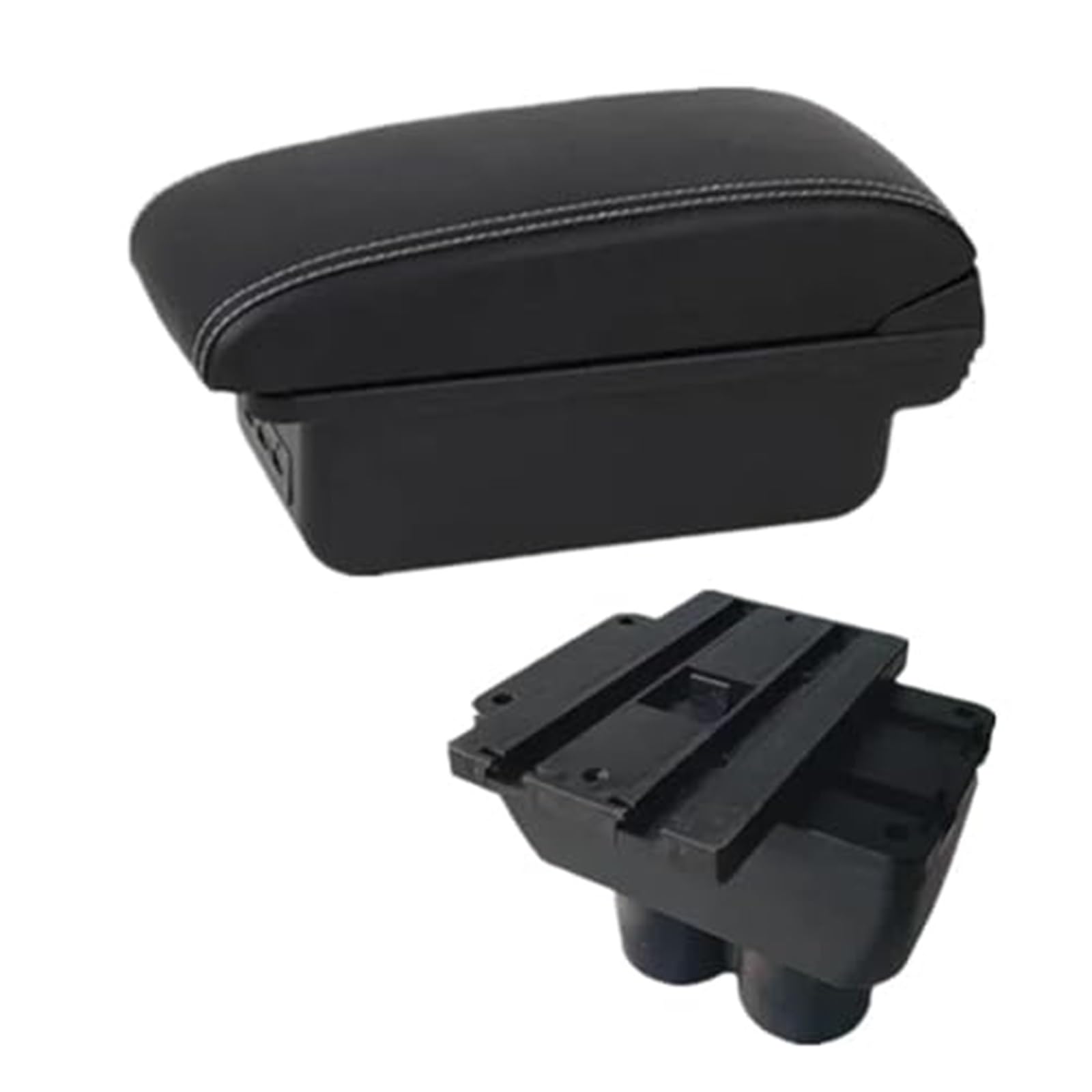 WUPEDI Auto-Armlehnenbox, zentrale Mittelkonsole, Aufbewahrungsbox mit USB, for VW, for Touran, for Caddy, Autozubehör Auto-Konsolen-Organizer-Box(Black B3 White Line 3usb) von WUPEDI