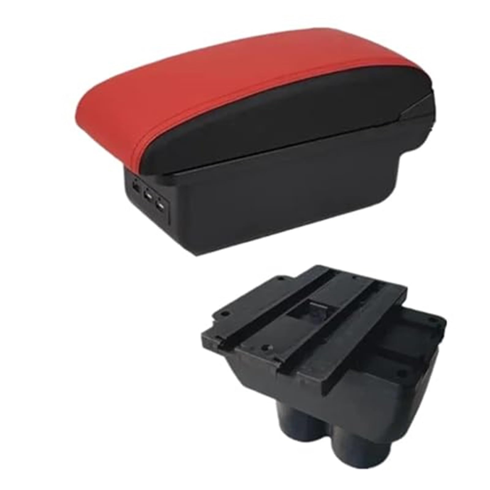 WUPEDI Auto-Armlehnenbox, zentrale Mittelkonsole, Aufbewahrungsbox mit USB, for VW, for Touran, for Caddy, Autozubehör Auto-Konsolen-Organizer-Box(Black B5 Black Border 3usb) von WUPEDI