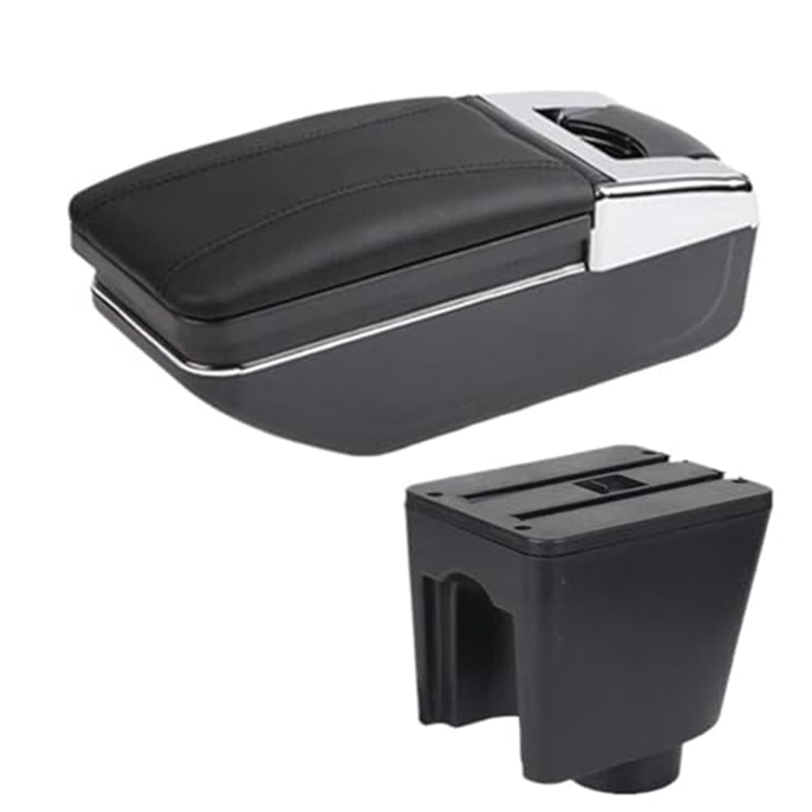 WUPEDI Auto Armlehnenbox Mittelkonsole Aufbewahrungsbox Innenzubehör, for Chevrolet, for Aveo T200 T250 T255 Autozubehör Auto-Konsolen-Organizer-Box(Black A2 Black Line No USB) von WUPEDI