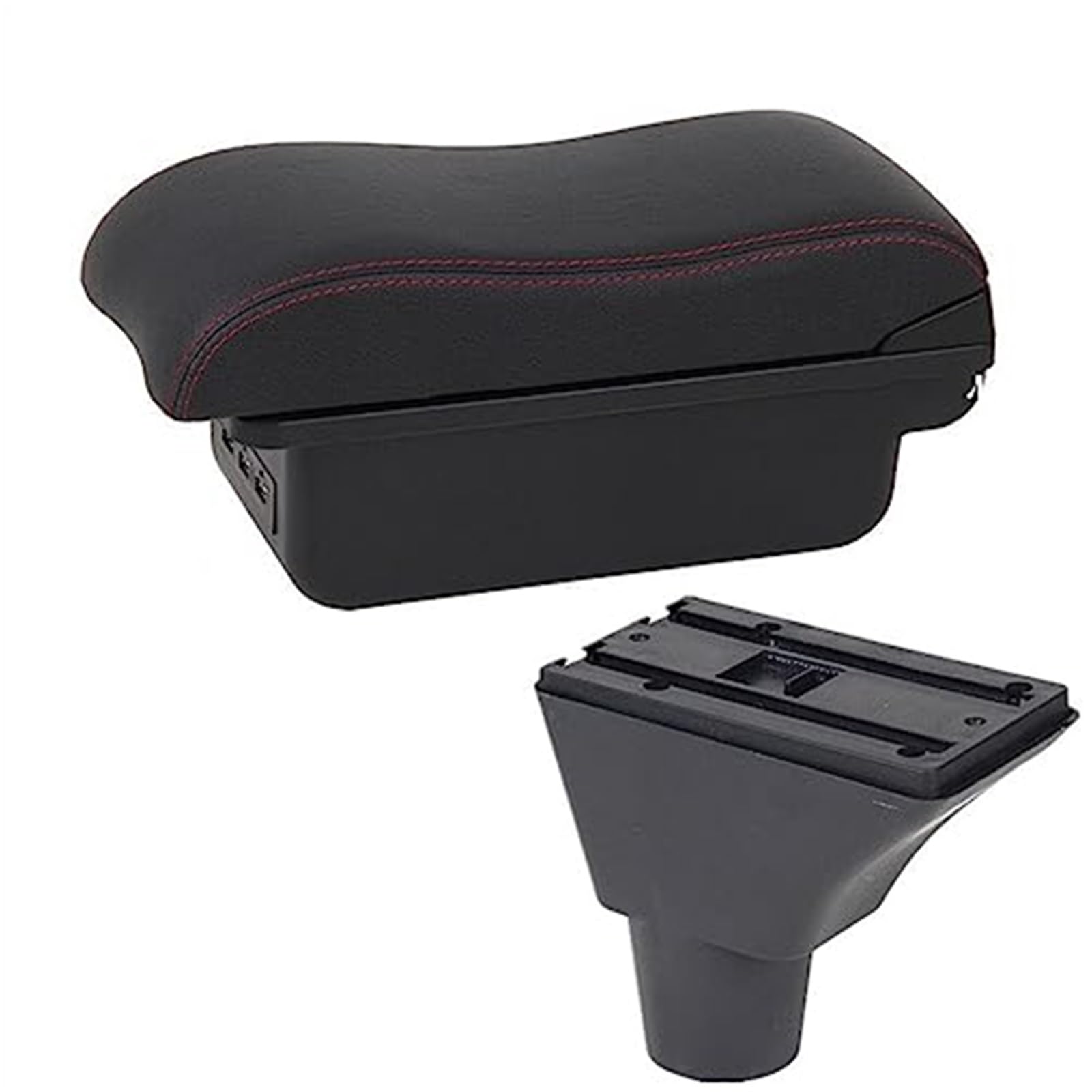 WUPEDI Autozubehör, for Citroen, for Berlingo, Auto-Armlehne, Auto-Armlehnenbox, Innenausstattung, Mittelkonsole, Aufbewahrungsbox, USB Auto-Konsolen-Organizer-Box(Black B Red Line 3usb) von WUPEDI