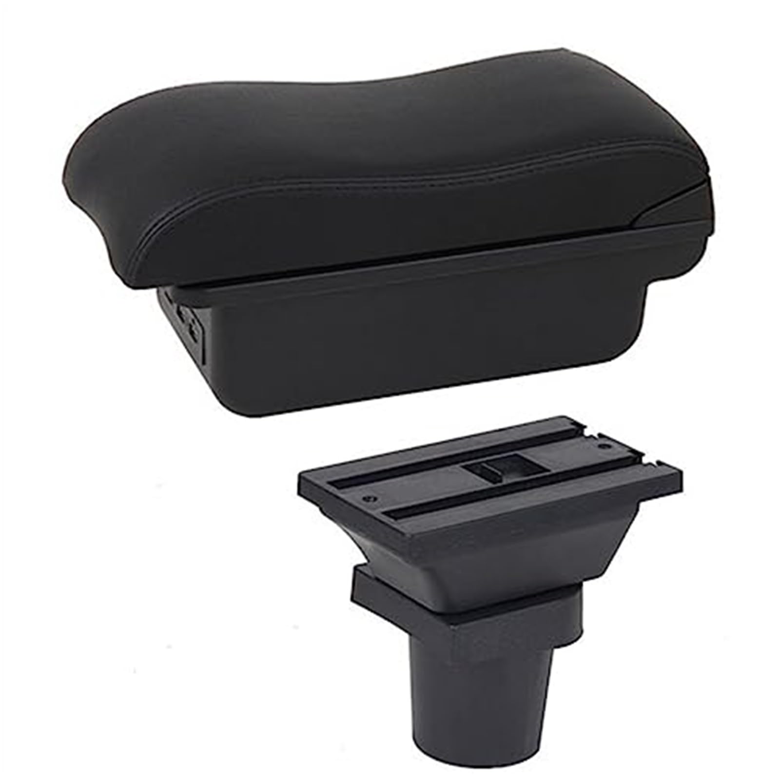 WUPEDI Autozubehör, for Toyota, for Aqua Auto-Armlehnenbox, Auto-Mittelkonsolen-Aufbewahrungsbox, USB-Armlehnen-Zubehör Auto-Konsolen-Organizer-Box(Black C2 Black Line) von WUPEDI