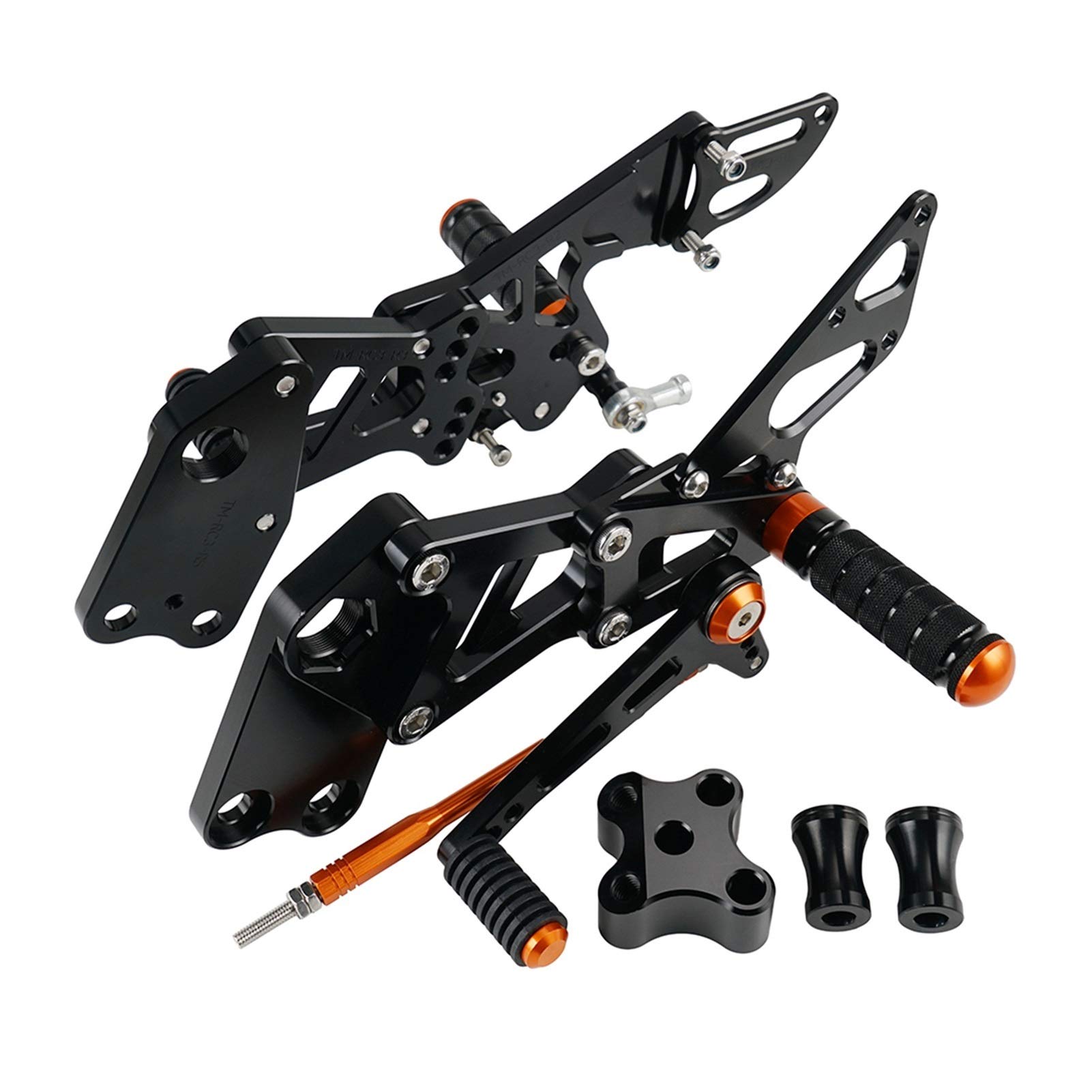 WUPEDI Fußstütze Fußrasten Fußrastenanlage RC 390 125 200 2014 2015 2016 2017 2018 2019 2020 Einstellbar Links Rechts Hinten Set Motor Motorrad-Fußrastenpedale(Black) von WUPEDI