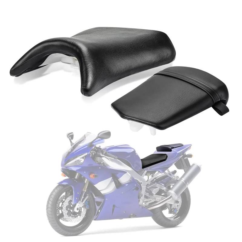 WUPEDI Motorrad vorne Fahrer Fahrer hinten Beifahrer, for Sitz, Soziuskissen, for, YZF R1 2000 2001 Motorrad-Soziuspolster hinten von WUPEDI