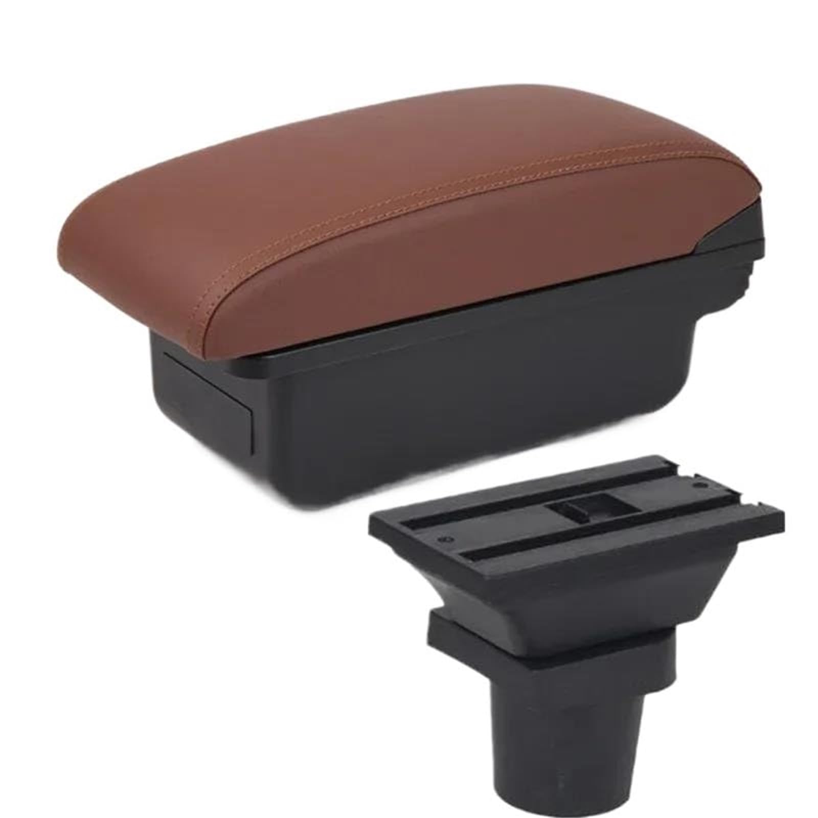 WUPEDI for Kia, for Picanto Auto Armlehnenbox Mittelkonsole Zentrale Aufbewahrungsbox Innenzubehör Autozubehör Auto-Konsolen-Organizer-Box(Black A6 Brown No USB) von WUPEDI