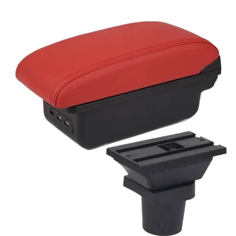 WUPEDI for Kia, for Picanto Auto Armlehnenbox Mittelkonsole Zentrale Aufbewahrungsbox Innenzubehör Autozubehör Auto-Konsolen-Organizer-Box(Black B4 Red 3usb) von WUPEDI