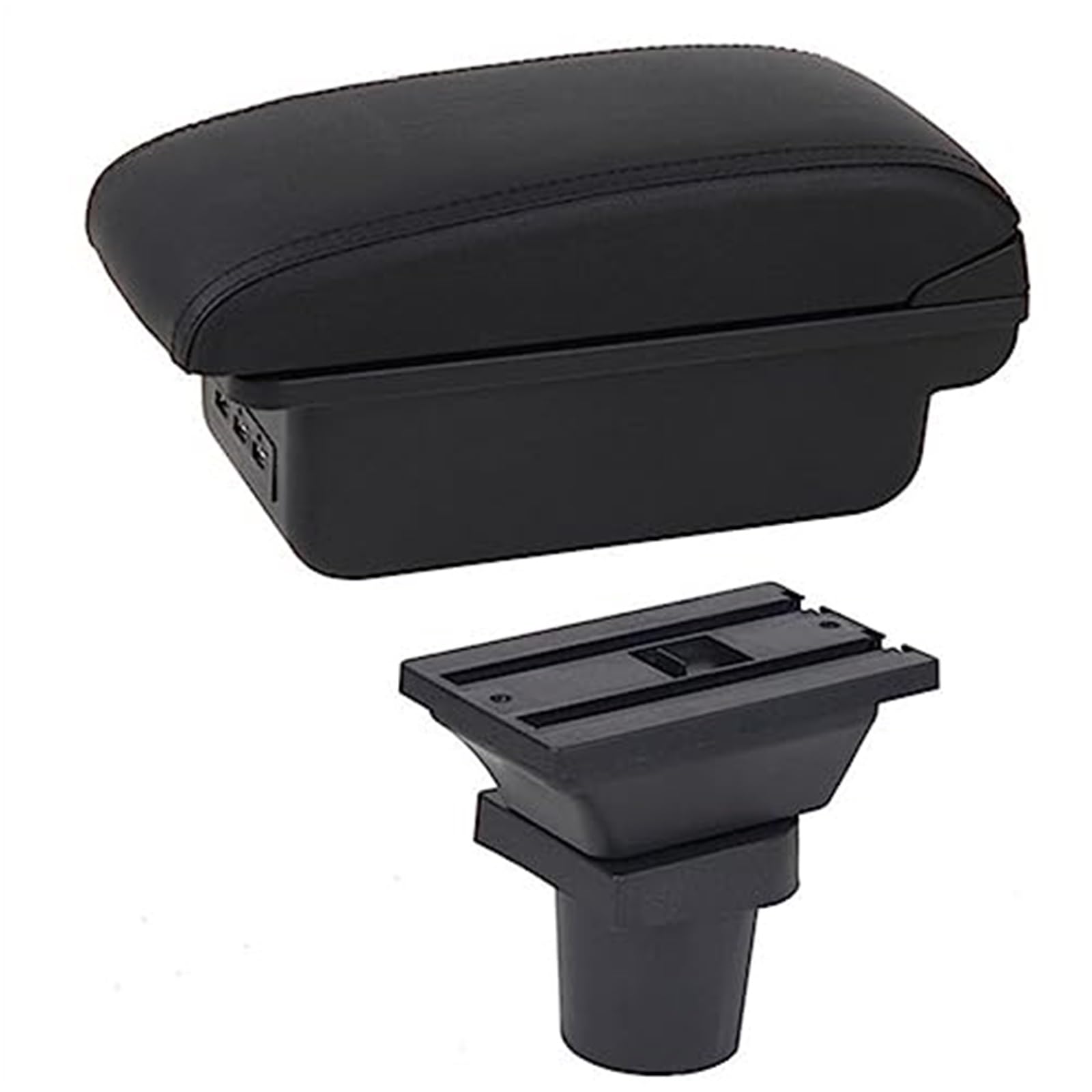 WUPEDI for Toyota, for Aqua Auto Armlehnenbox Auto Mittelkonsole Aufbewahrungsbox USB Armlehnenzubehör Auto-Konsolen-Organizer-Box(Black C1 Black Line) von WUPEDI