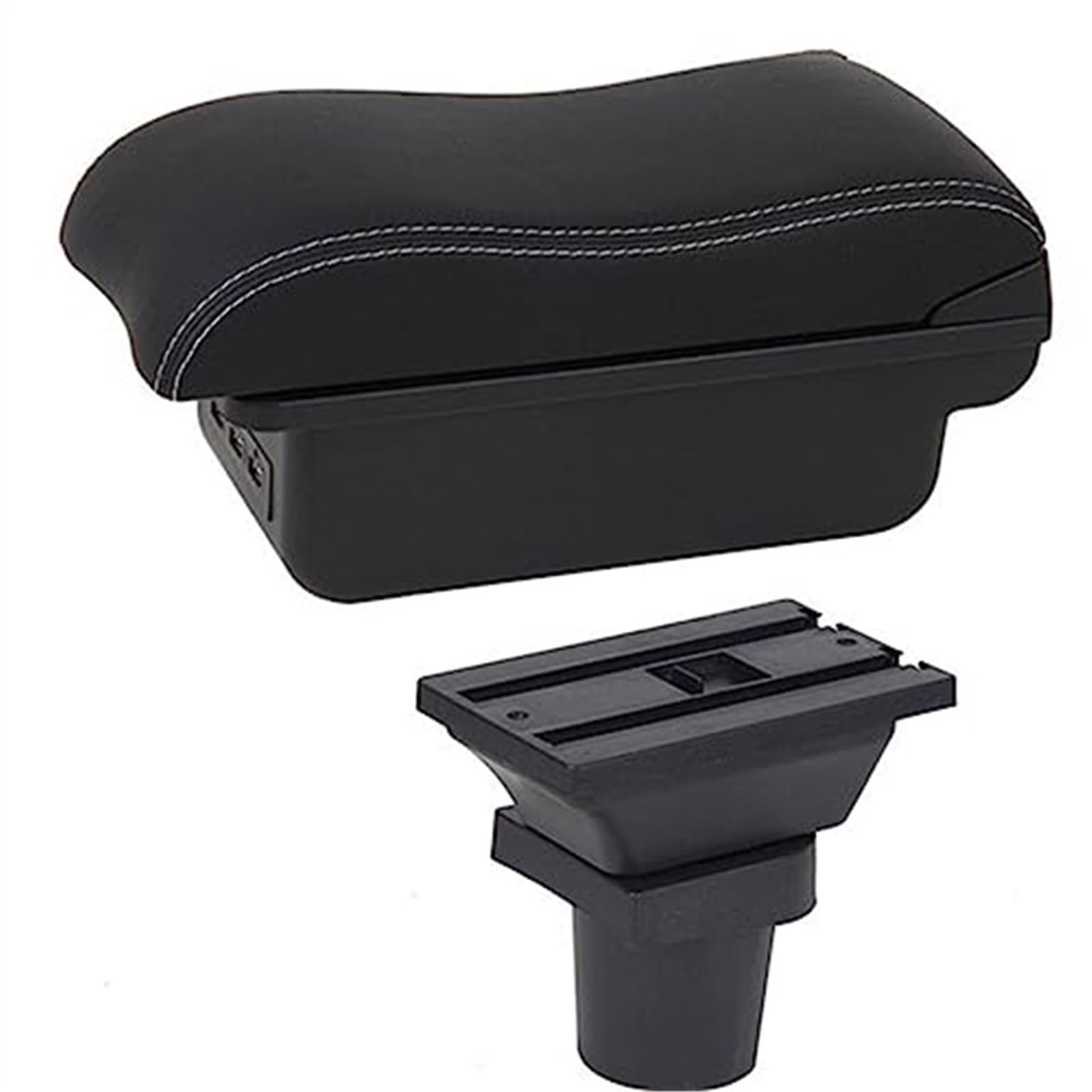 WUPEDI for Toyota, for Aqua Auto Armlehnenbox Auto Mittelkonsole Aufbewahrungsbox USB Armlehnenzubehör Auto-Konsolen-Organizer-Box(Black C2 White Line) von WUPEDI