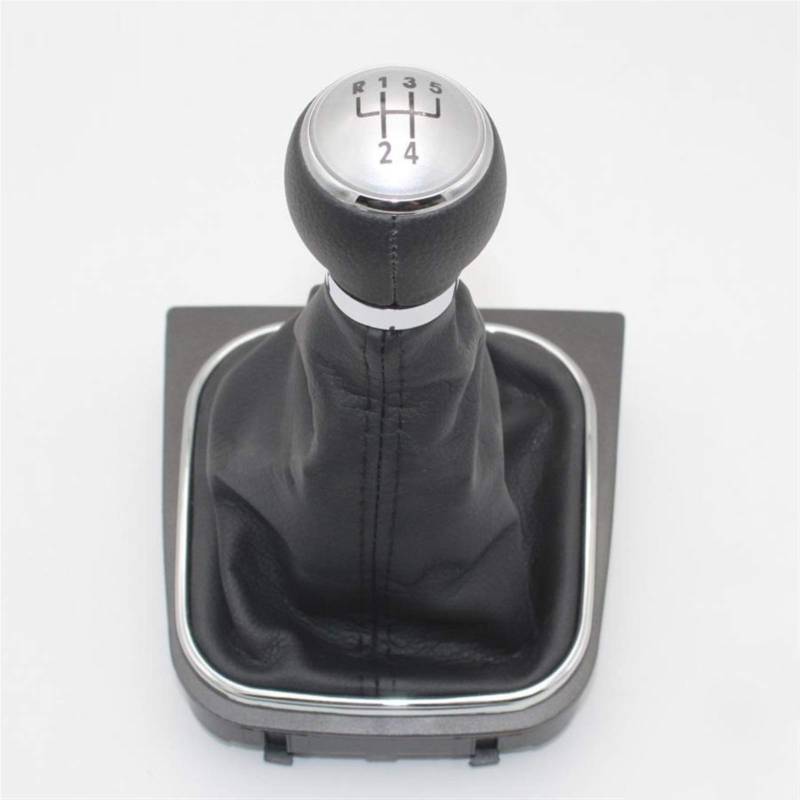 WUPEDI for VW, for Golf 5 MK5 R32 GTI GTD 2004 2005 2006 2007 2008 2009. Car-Stying 5-Gang-Auto-Schaltknauf, Ledermanschette, Schwarze Linie Auto-Schaltknäufe von WUPEDI