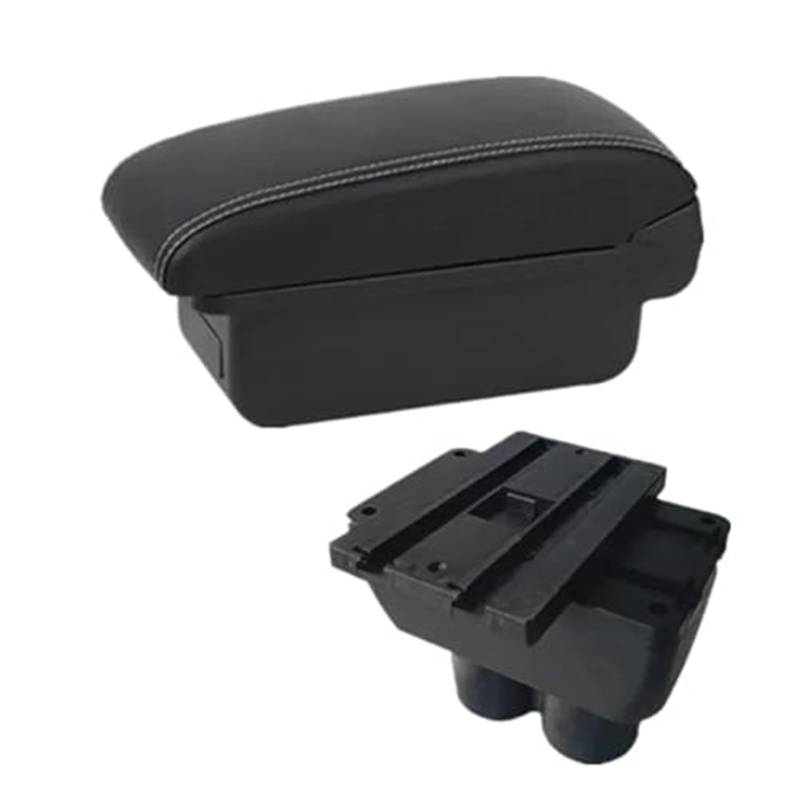 WUPEDI for VW, for Touran, for Caddy, Auto-Armlehnenbox, zentrale Mittelkonsole, Aufbewahrungsbox mit USB-Schnittstelle, Autozubehör Auto-Konsolen-Organizer-Box(Black A3 White Line No USB) von WUPEDI