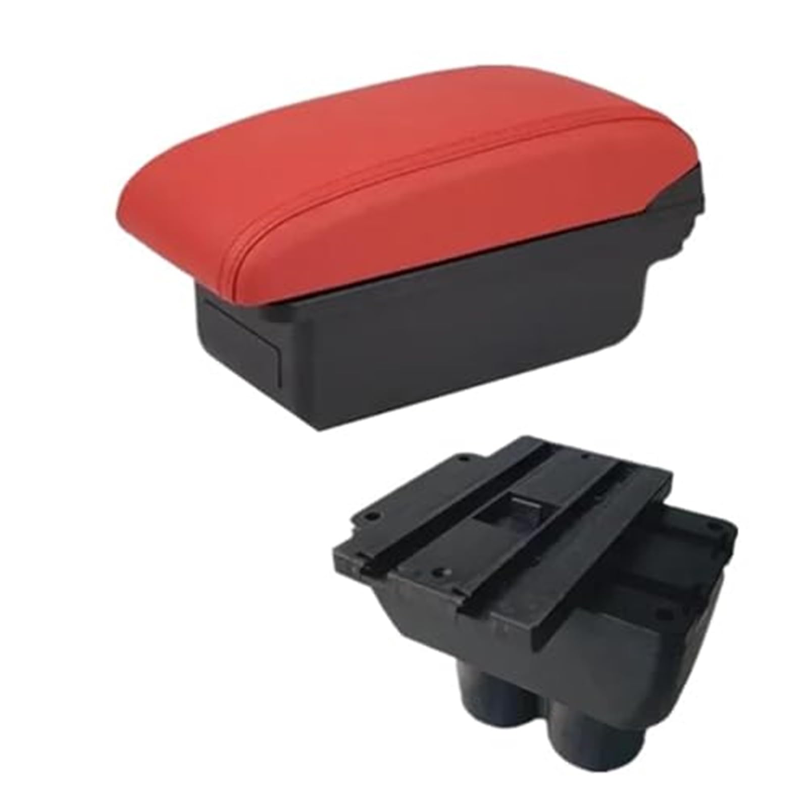 WUPEDI for VW, for Touran, for Caddy, Auto-Armlehnenbox, zentrale Mittelkonsole, Aufbewahrungsbox mit USB-Schnittstelle, Autozubehör Auto-Konsolen-Organizer-Box(Black A4 Red No USB) von WUPEDI