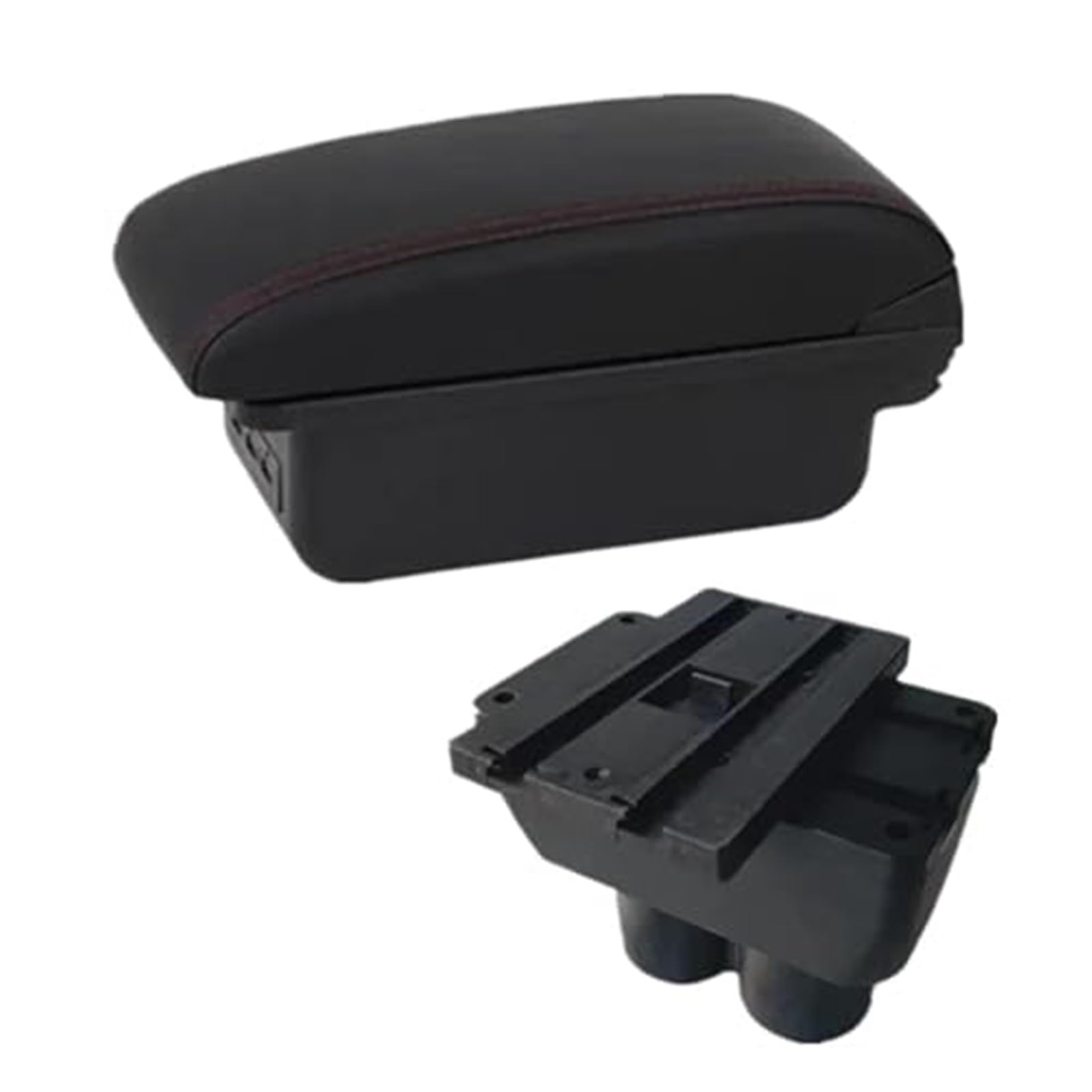 WUPEDI for VW, for Touran, for Caddy, Auto-Armlehnenbox, zentrale Mittelkonsole, Aufbewahrungsbox mit USB-Schnittstelle, Autozubehör Auto-Konsolen-Organizer-Box(Black B1 Red Line 3usb) von WUPEDI