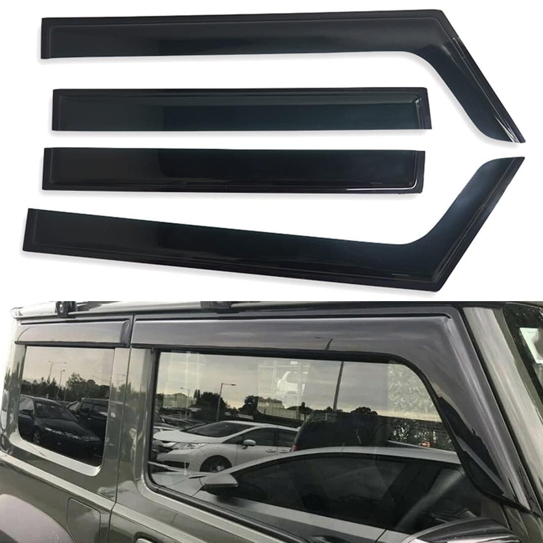 WUPINGQFA Auto-Seitenfenster Windabweiser, für Suzuki Jimny MK4 JB64W-JB74W 2019-2023 Autofenster Regenschutz Regenabweiser Shelter Protector 4 Stück von WUPINGQFA