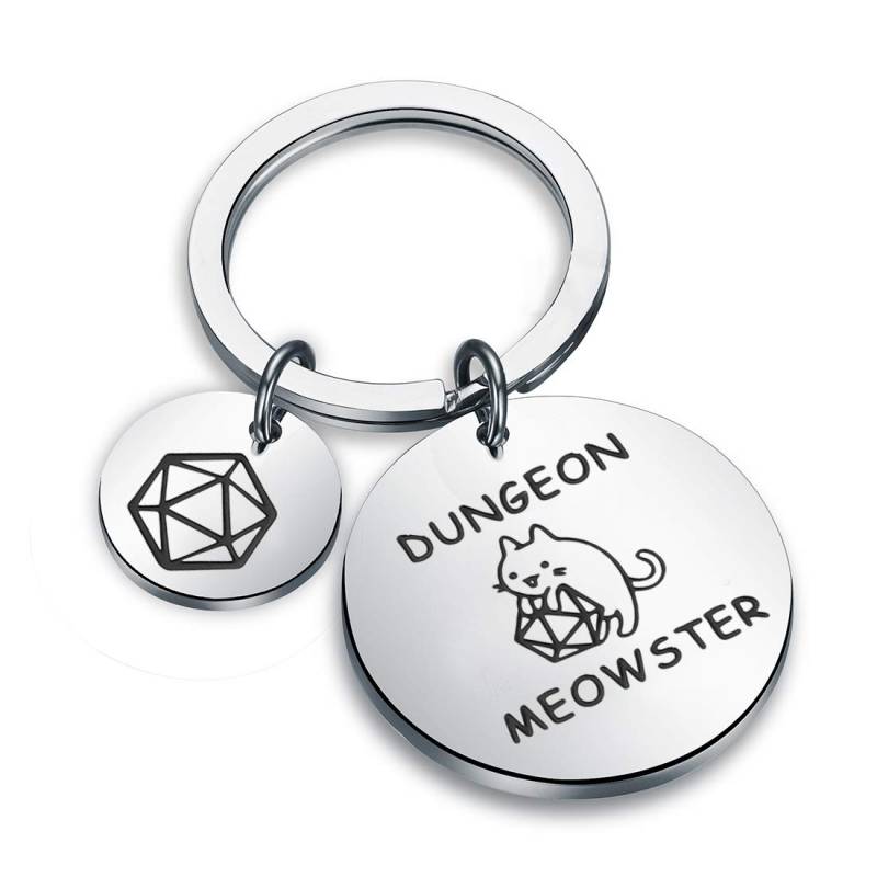 WUSUANED Dungeon Meowster Schlüsselanhänger Dungeons and Cat RPG Geschenk Lustiges DND Gamer Katzenliebhaber Geschenk, Dungeon Meowster Schlüsselanhänger, Regulär von WUSUANED