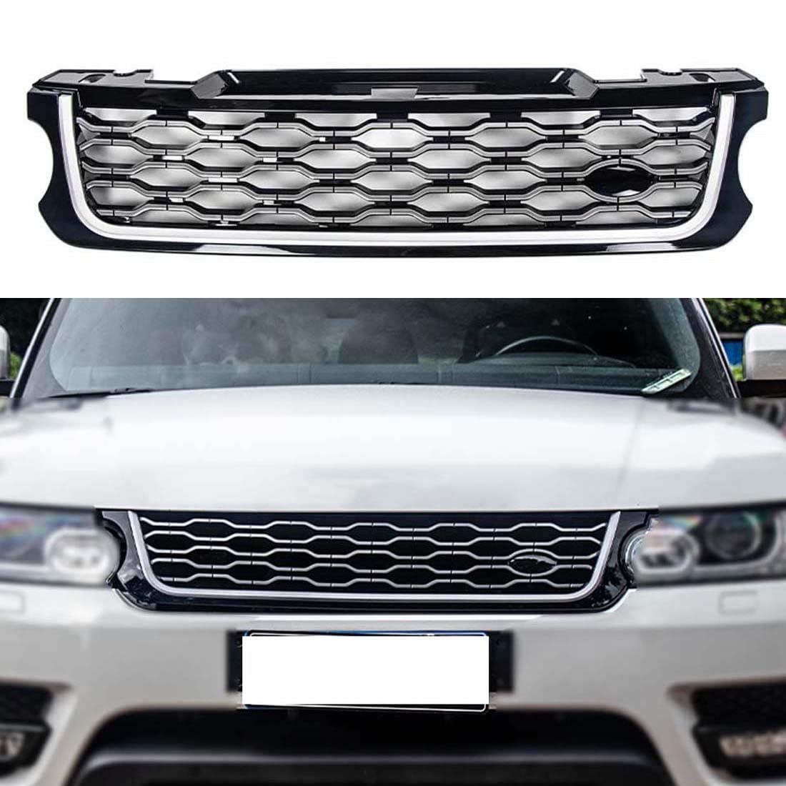 WUURAA Auto-Frontgrill für L-and Rover Range Rover Sport L494 2014-2017, Racing-Grill, obere Motorhaube, Kühlergitter, Ersatzzubehör,B von WUURAA