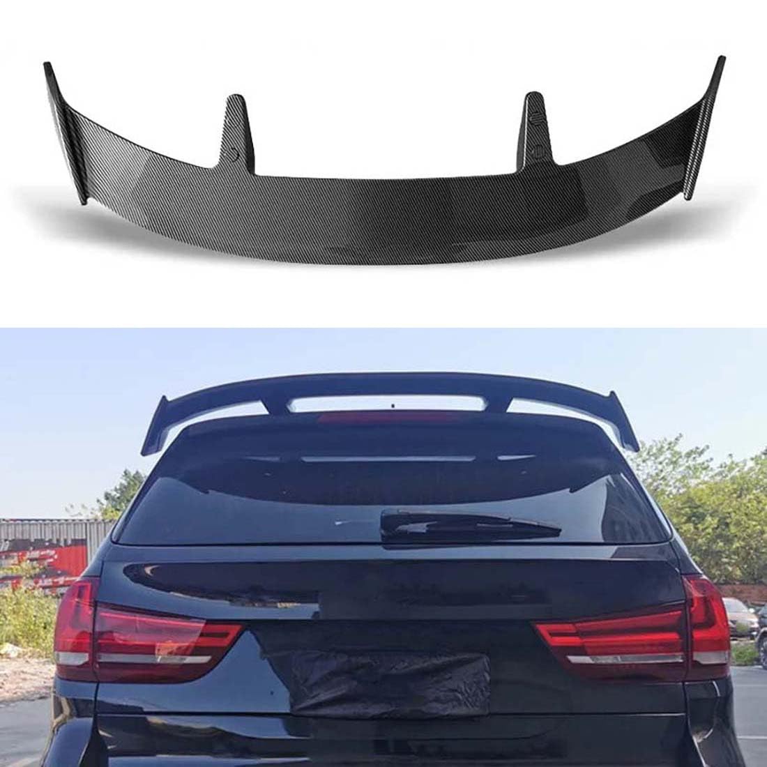 WUURAA Auto-Heck-Kofferraum-Dachspoiler für BMW X5 E70 F15 X1 X3 2005-2024, ABS-Kofferraum-Kofferraum-Lippen-Heckflügel-Styling-Außenzubehör,Carbon Look von WUURAA