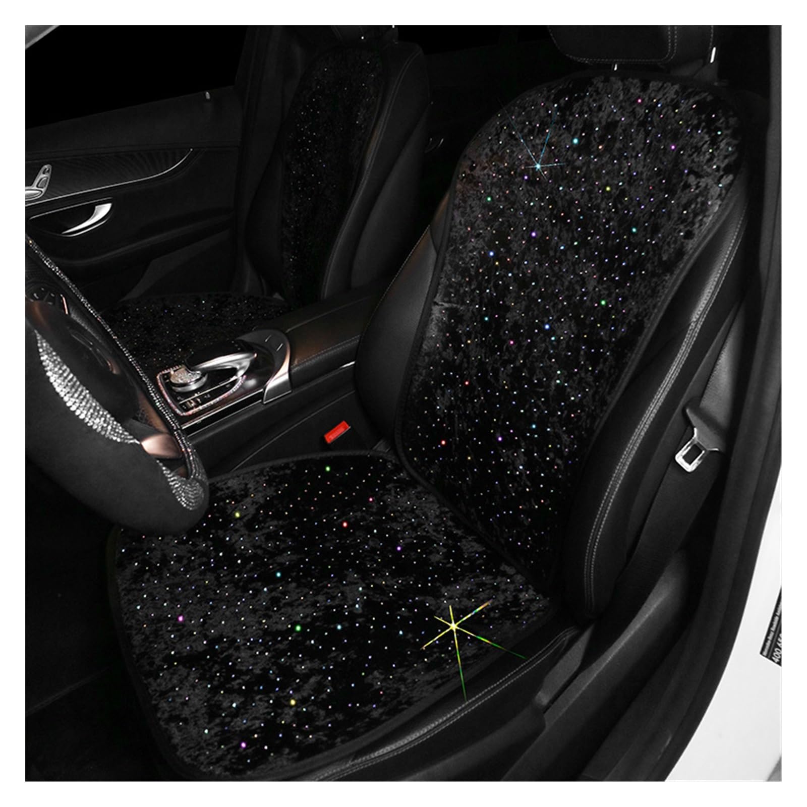 Auto Sitzauflage Bling Diamond Star Plüsch Autositz Nackenkissen Strass Winter Universal Auto Sitzbezug Kissen Auto Pads Zubehör Frauen (Größe : Front and Back) von WUURAA