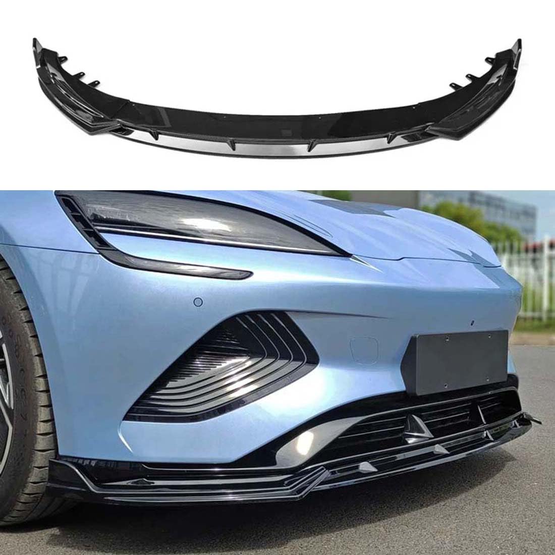 WUURAA Auto-Frontstoßstangenlippe für BYD Seal EV 2022 2023 2024, Front-Splitter, Stoßstange, Spoiler, Body-Kit, Spoilerröcke, Zubehör,Glossy Black von WUURAA