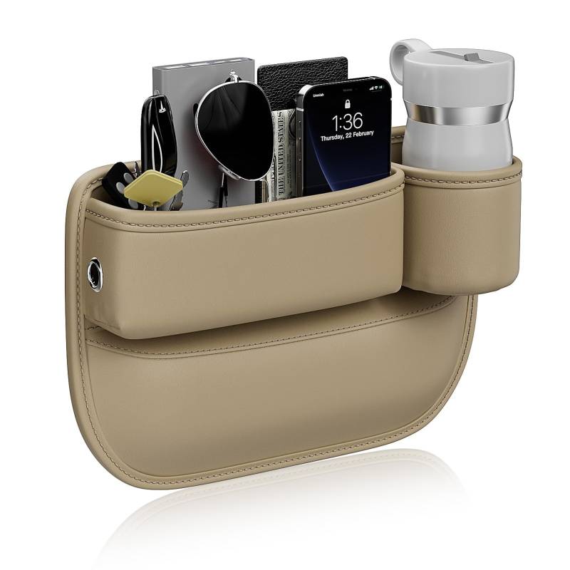 Autositz Lückefüller Organizer für Audi Q5 1 (I) 8R I 2008-2017, Aufbewahrungsbox für Autositze Utositz Gap Organizer Storage für Kleinigkeiten Handys,Beige-Right von WUWANGDI