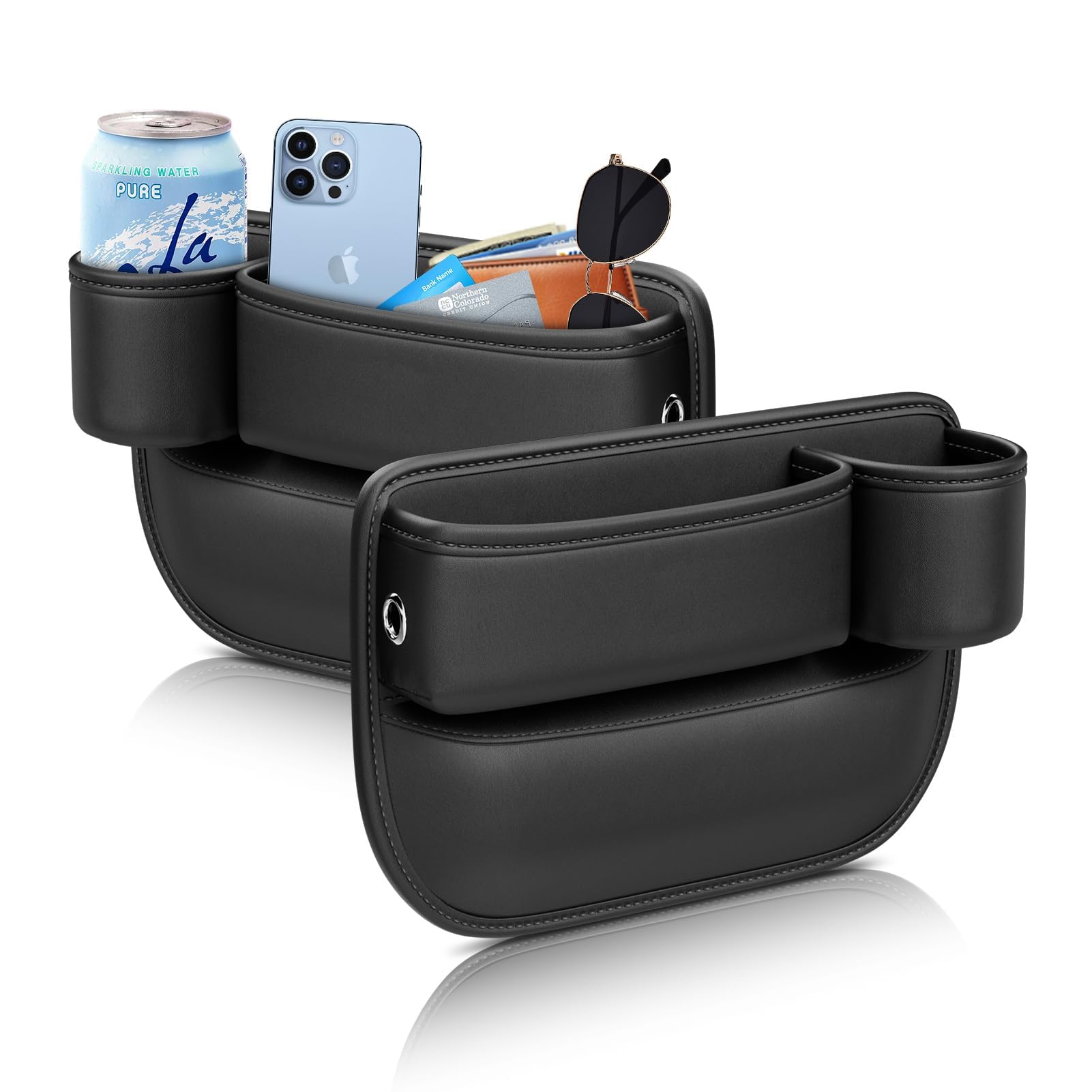 Autositz Lückefüller Organizer für Dacia Spring BBG I 2021-2024, Aufbewahrungsbox für Autositze Utositz Gap Organizer Storage für Kleinigkeiten Handys,Black-Driver & Passenger Side von WUWANGDI