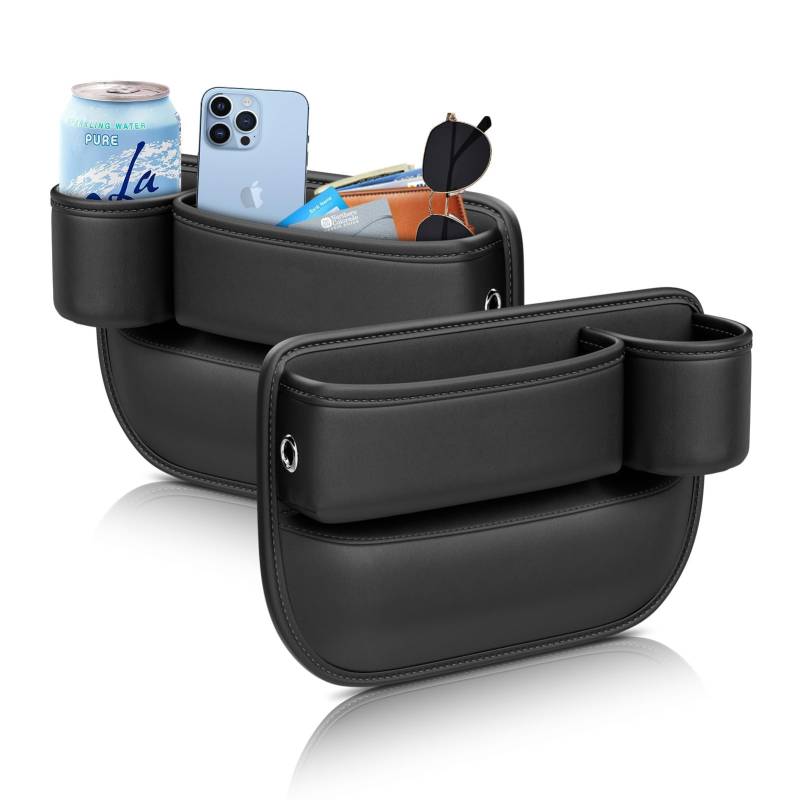 Autositz Lückefüller Organizer für FIAT Bravo 2007-2014, Aufbewahrungsbox für Autositze Utositz Gap Organizer Storage für Kleinigkeiten Handys,Black-Driver & Passenger Side von WUWANGDI